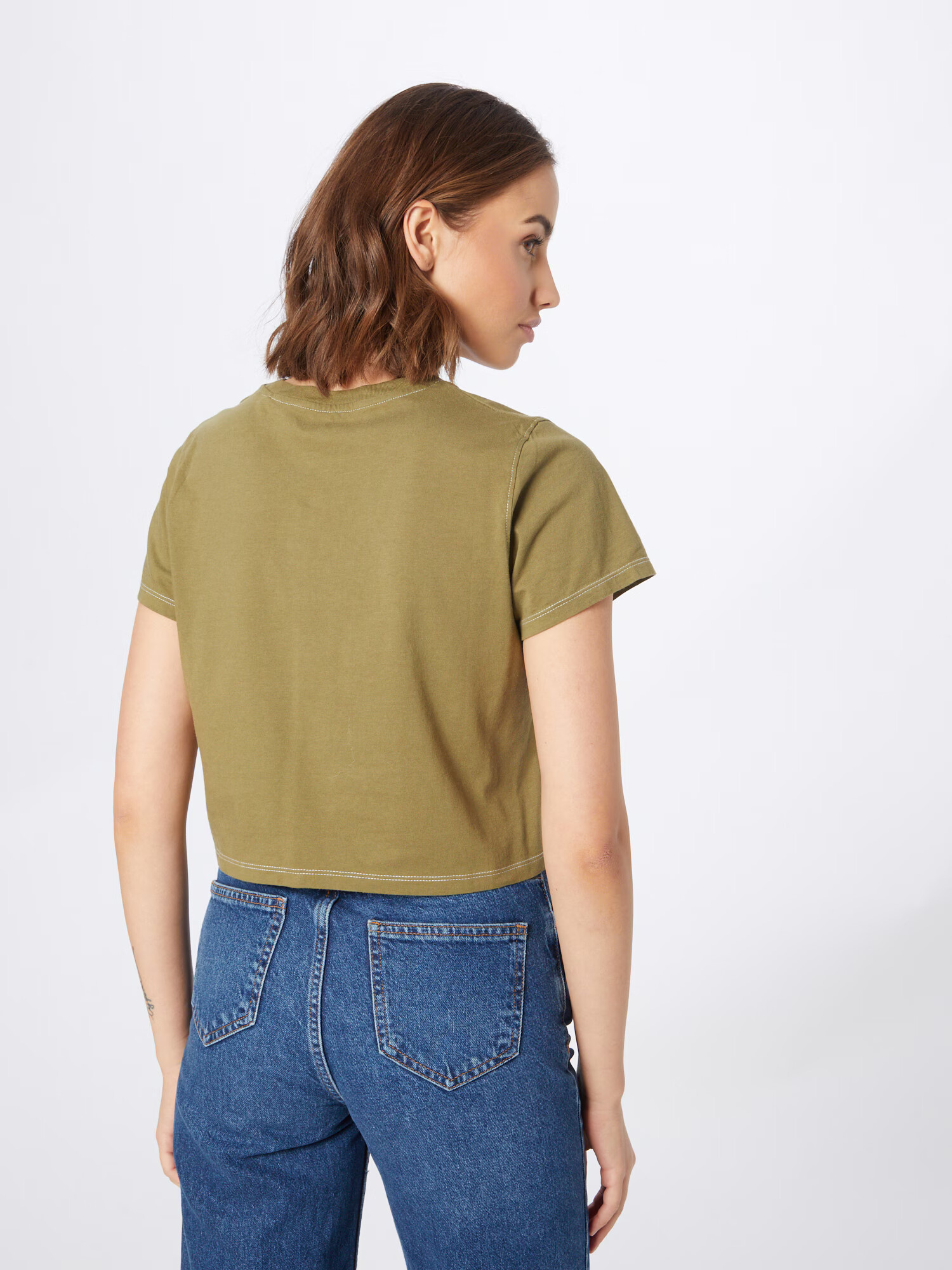 LEVI'S ® Tricou 'GR CROPPED JORDIE TEE GREENS' verde stuf / alb - Pled.ro