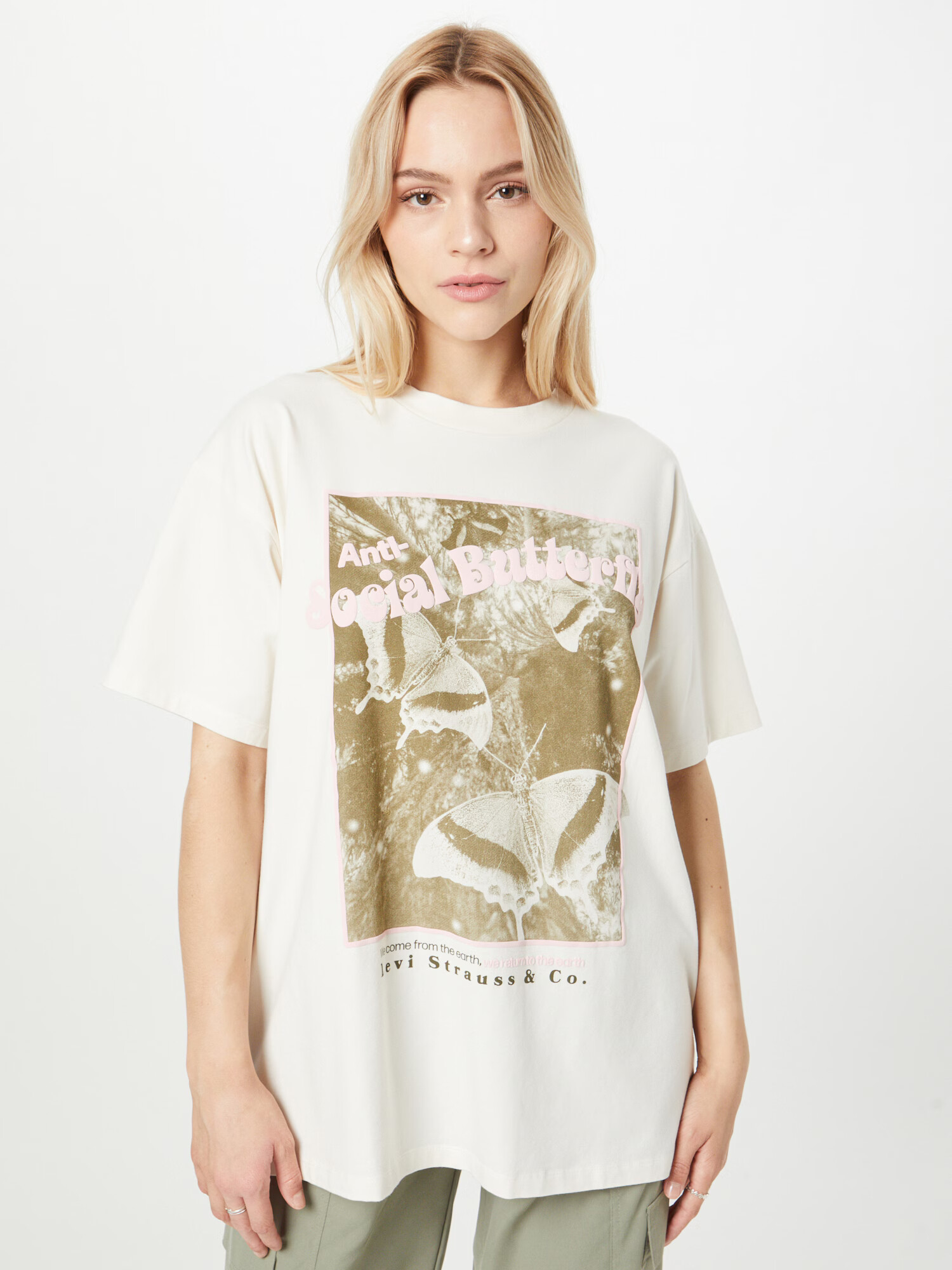 LEVI'S Tricou 'GRAPHIC COBALT TEE NEUTRALS' oliv / roz pastel / alb - Pled.ro