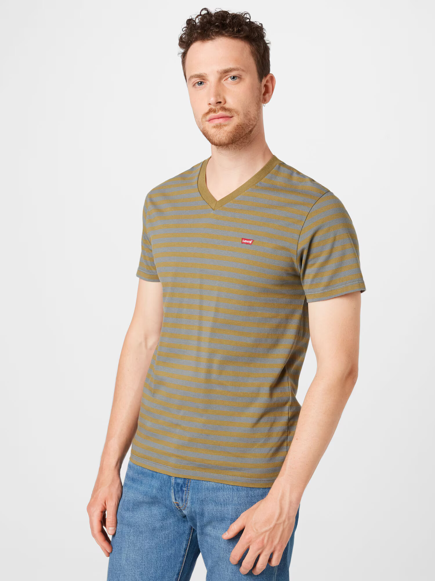 LEVI'S Tricou 'ORIGHM' gri / oliv / roșu / alb - Pled.ro