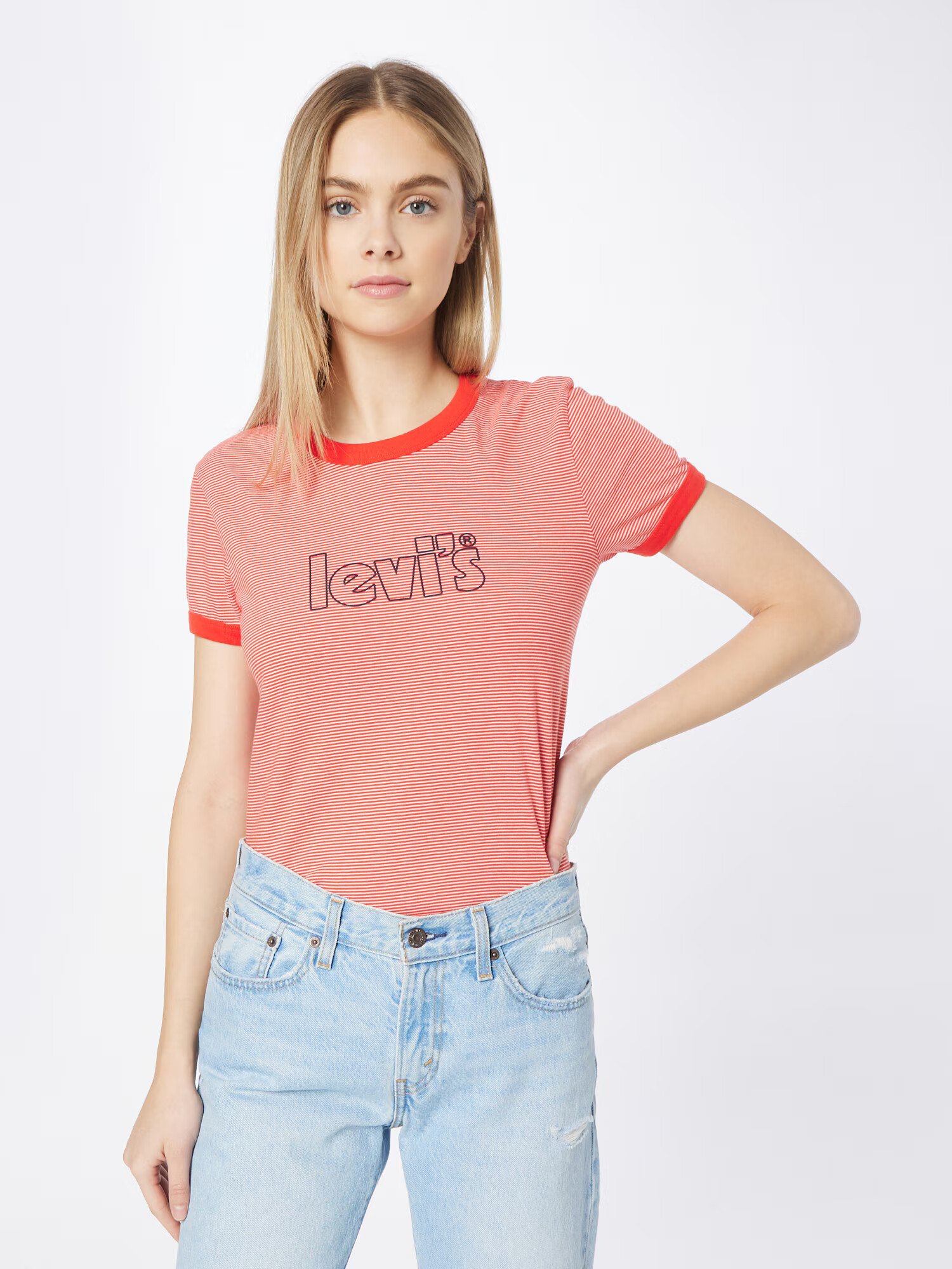 LEVI'S Tricou 'PERFECT RINGER' albastru marin / roșu orange / alb - Pled.ro