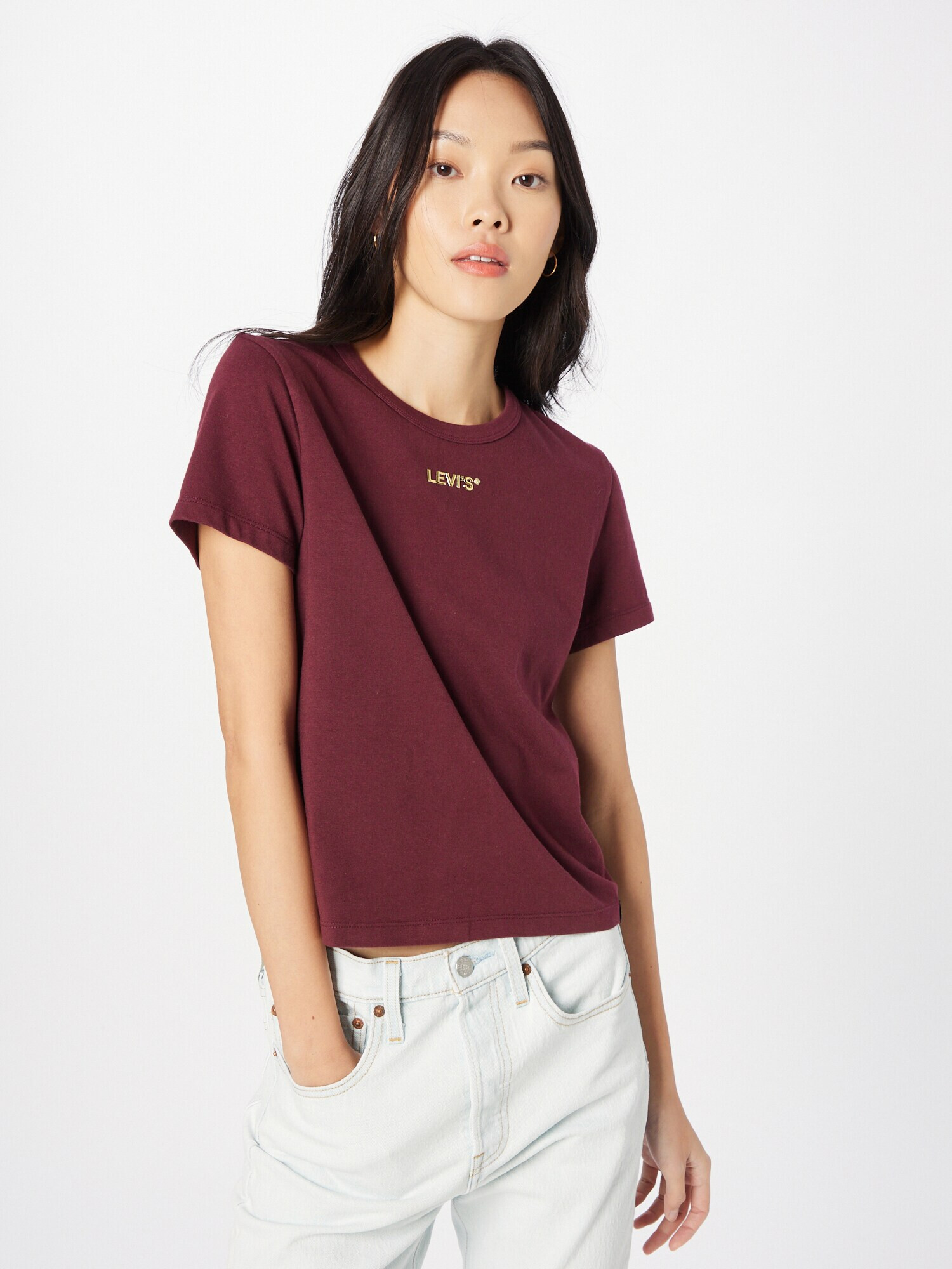 LEVI'S Tricou 'RICKIE' auriu / roșu bordeaux - Pled.ro