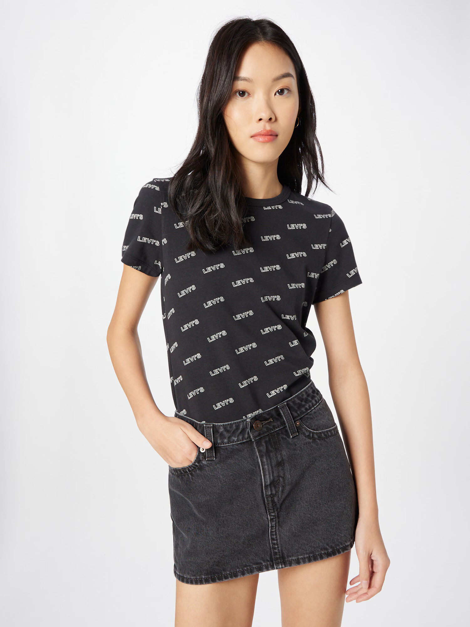 LEVI'S Tricou 'RICKIE' negru / alb - Pled.ro