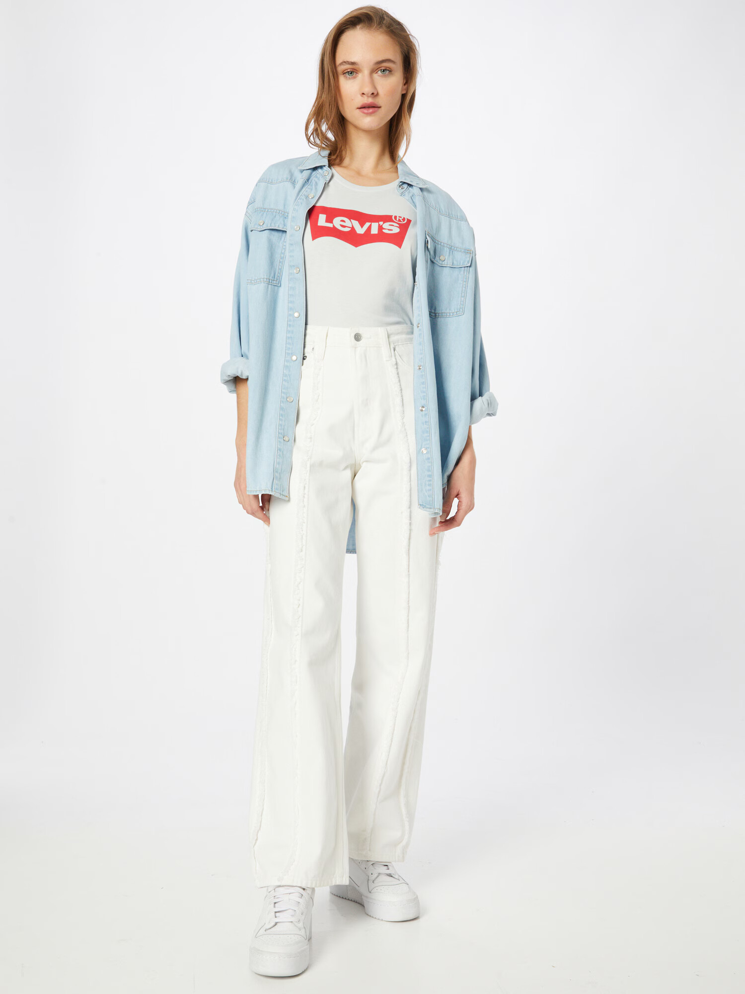 LEVI'S Tricou 'The Perfect' roșu / alb - Pled.ro