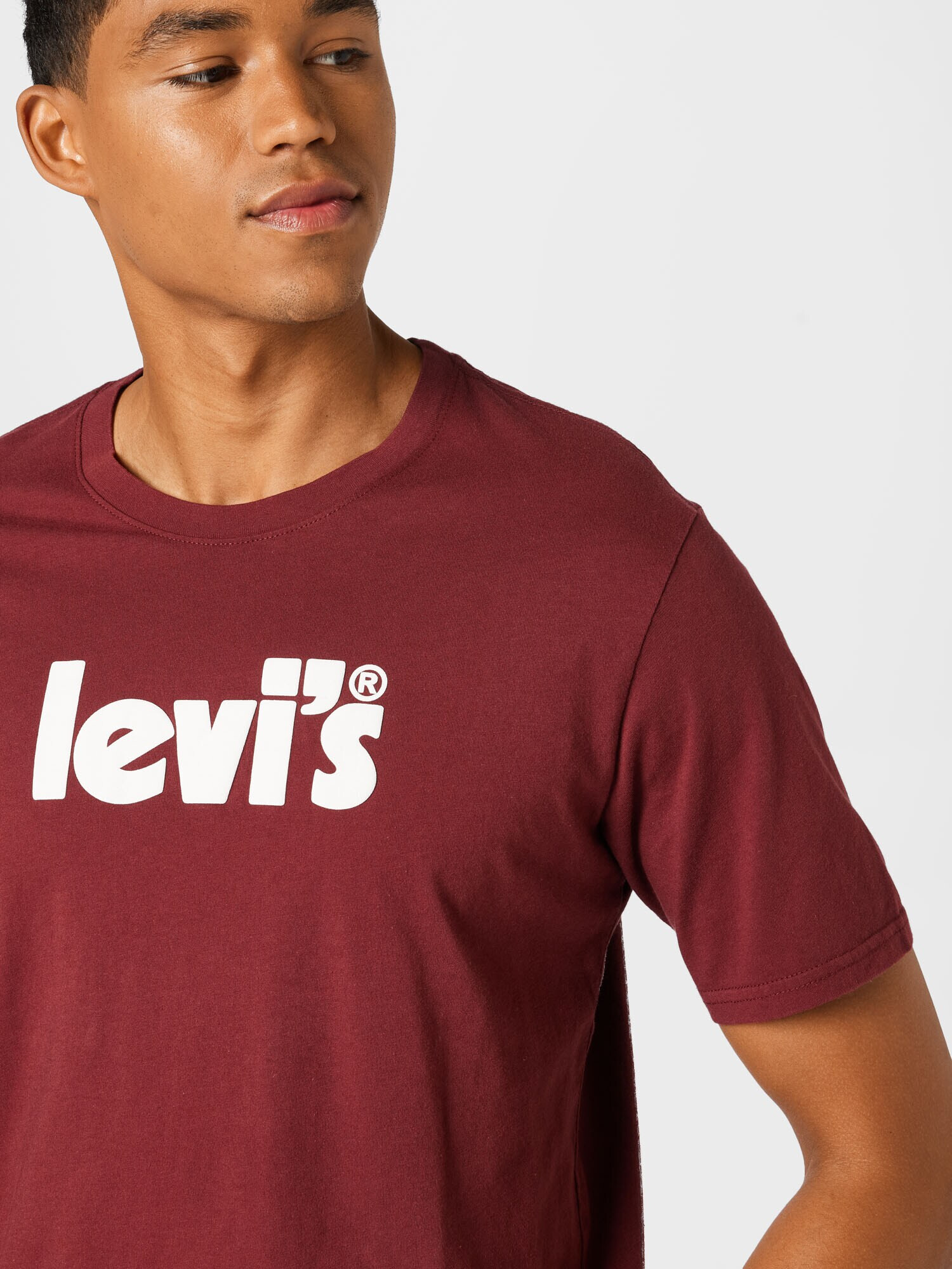 LEVI'S Tricou 'SS RELAXED FIT TEE MULTI-COLOR' roșu bordeaux / alb - Pled.ro