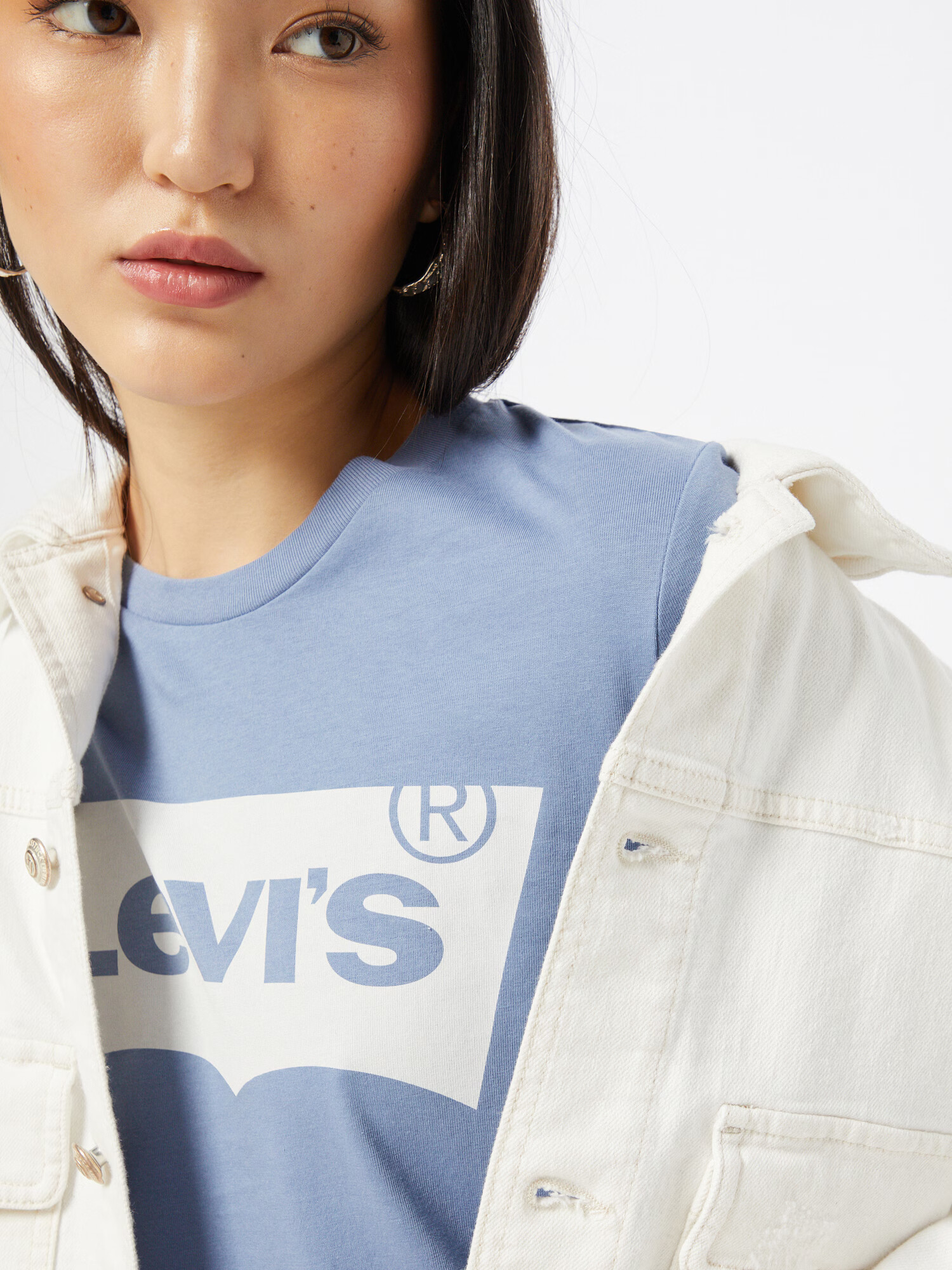 LEVI'S Tricou 'The Perfect' albastru deschis / alb - Pled.ro