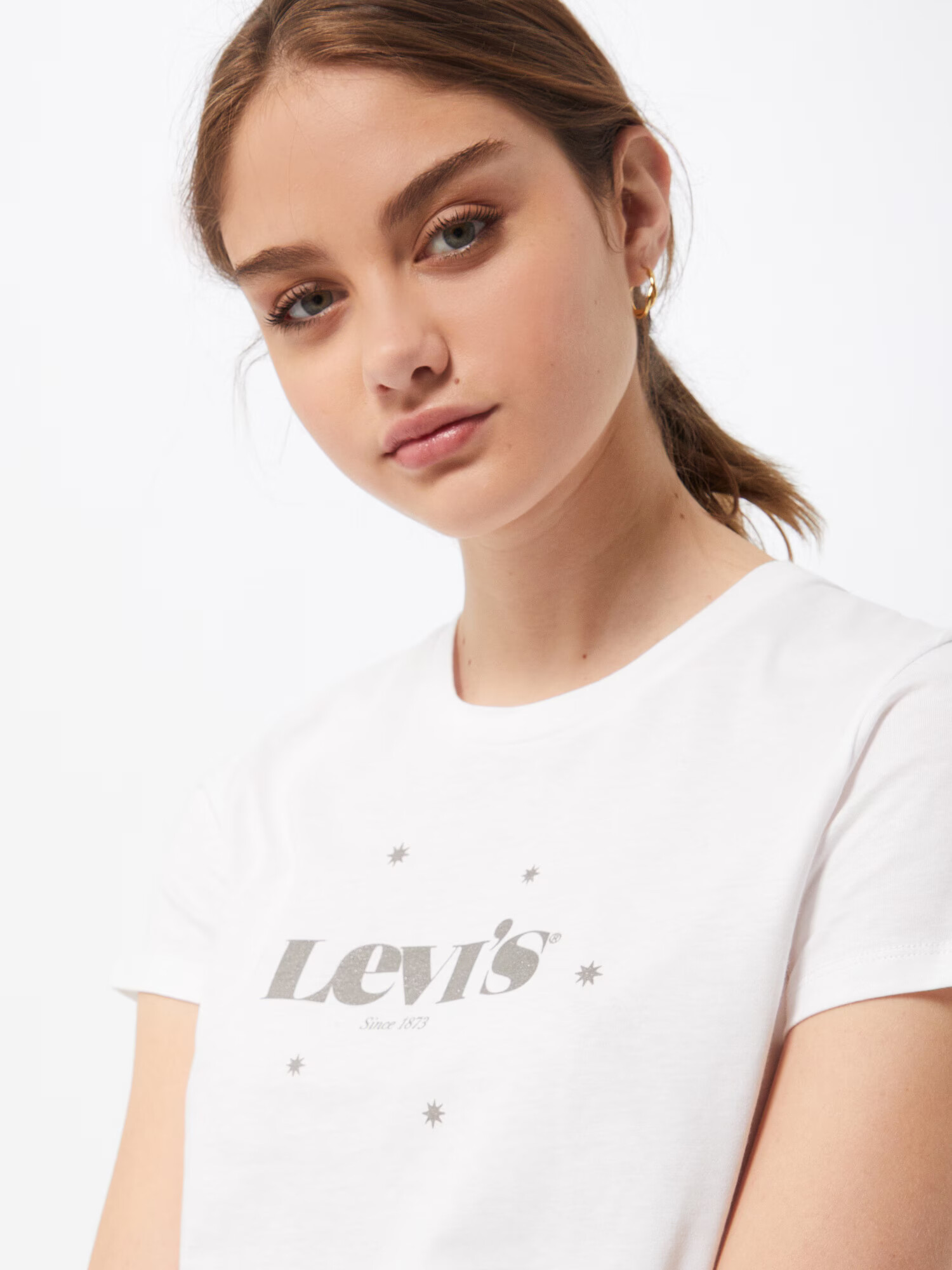 LEVI'S Tricou 'The Perfect' argintiu / alb - Pled.ro