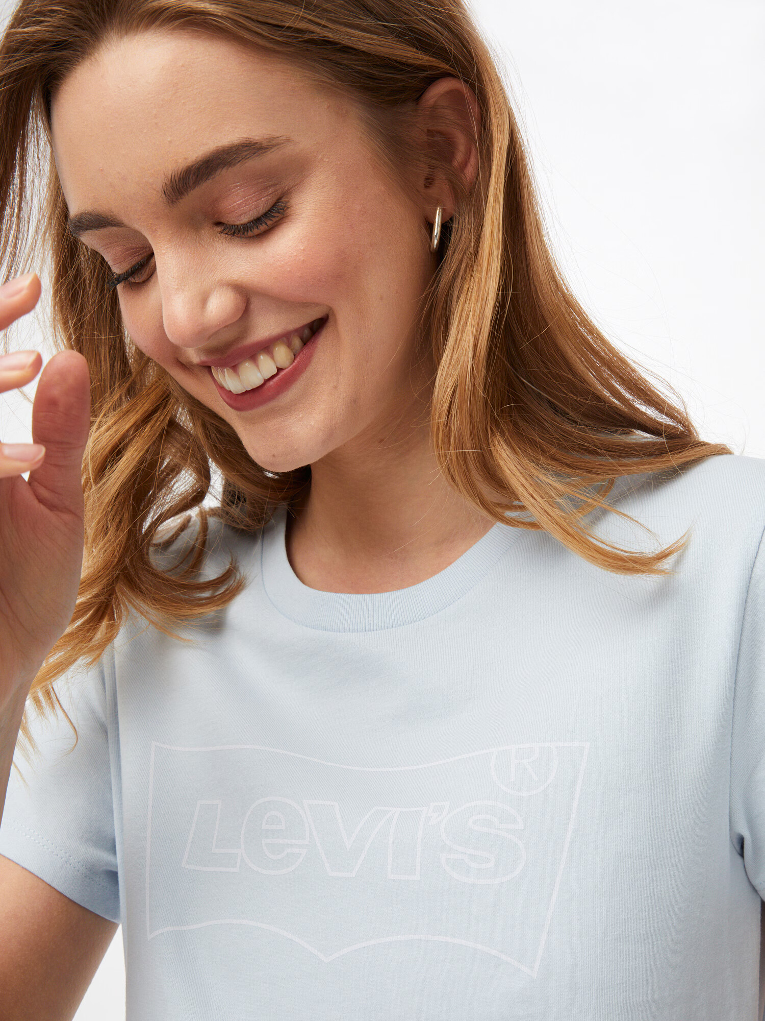 LEVI'S Tricou 'The Perfect' azur / alb - Pled.ro