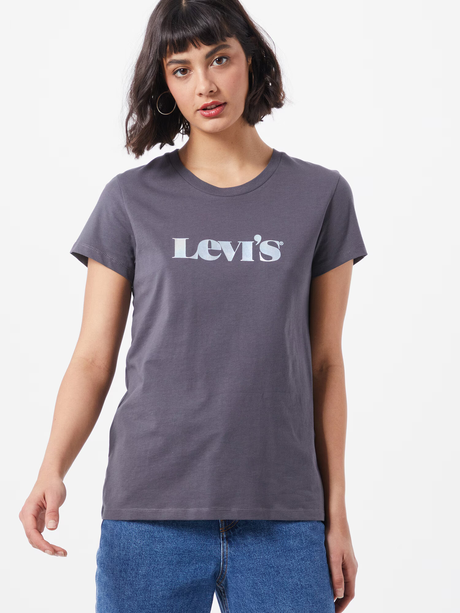 LEVI'S Tricou 'The Perfect' gri închis / alb - Pled.ro