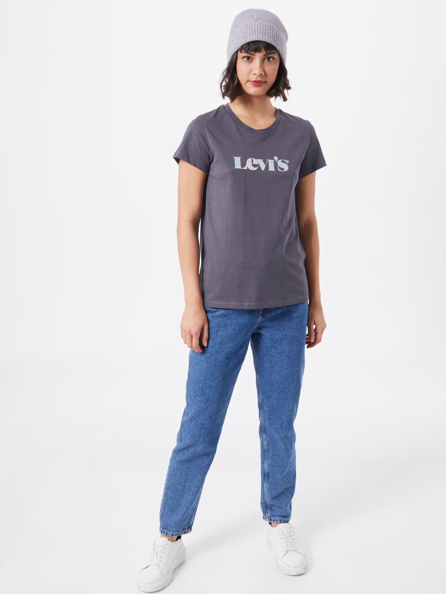 LEVI'S Tricou 'The Perfect' gri închis / alb - Pled.ro