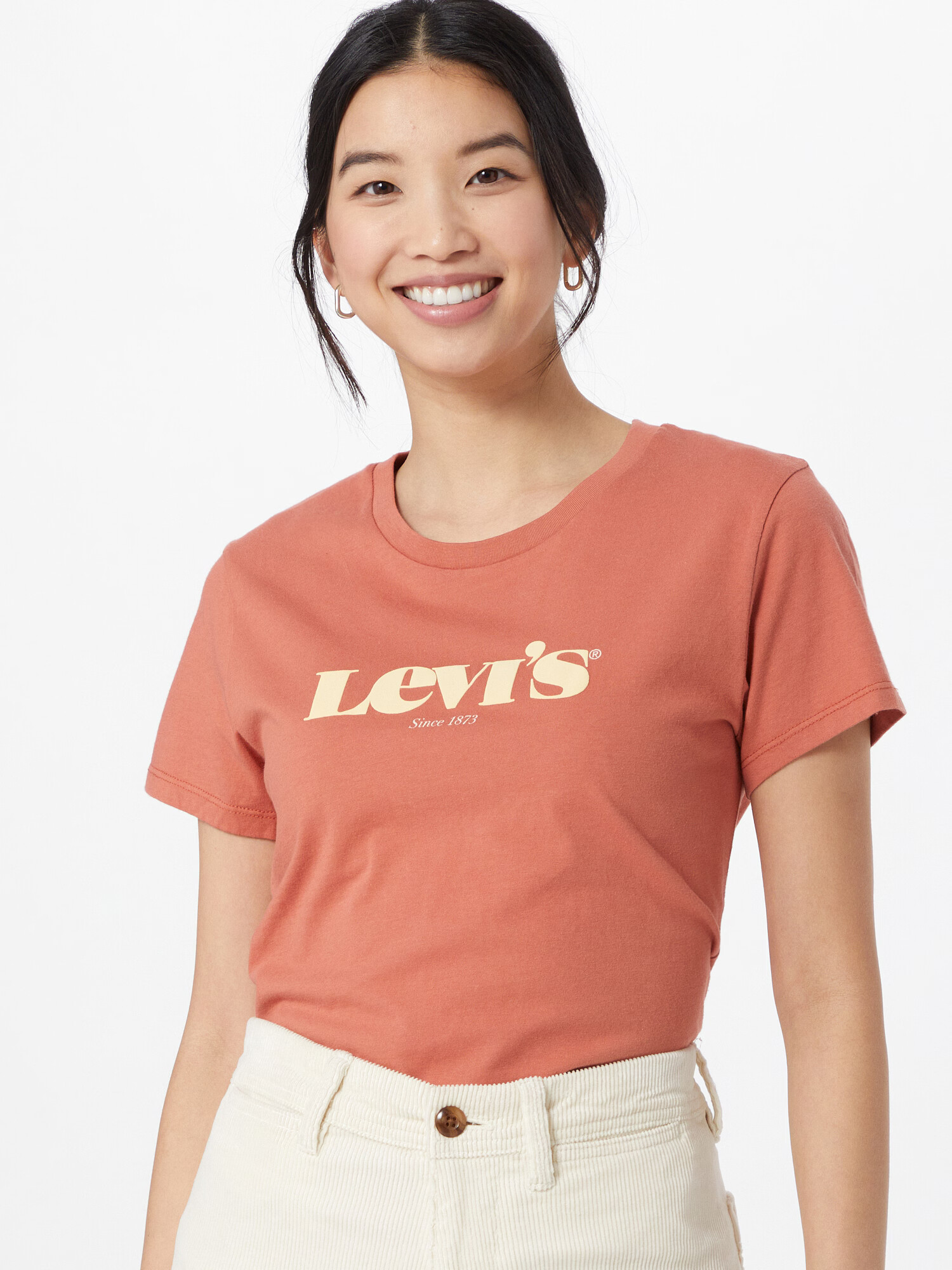 LEVI'S Tricou 'The Perfect' portocaliu / alb - Pled.ro