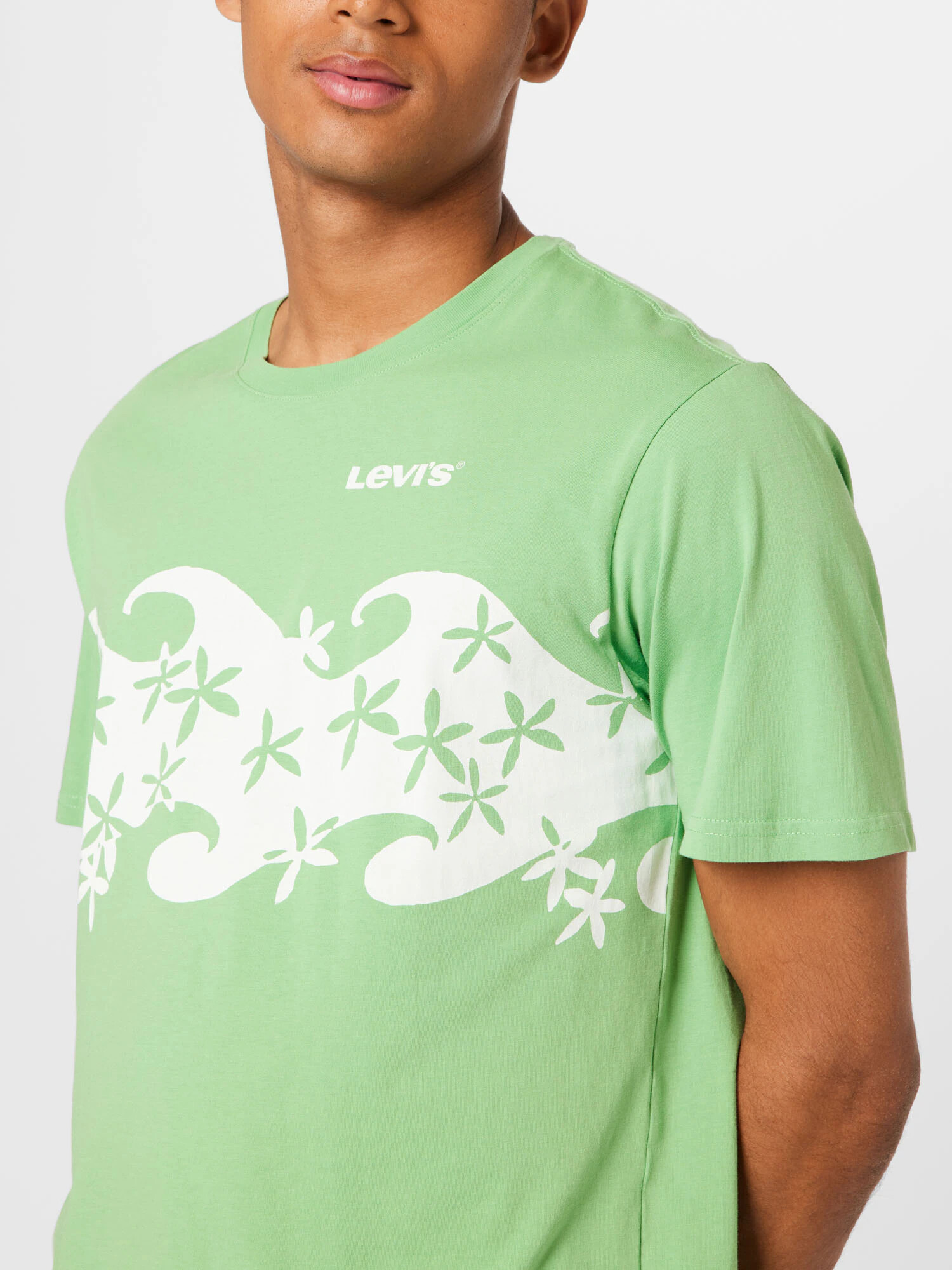 LEVI'S Tricou verde deschis / alb - Pled.ro