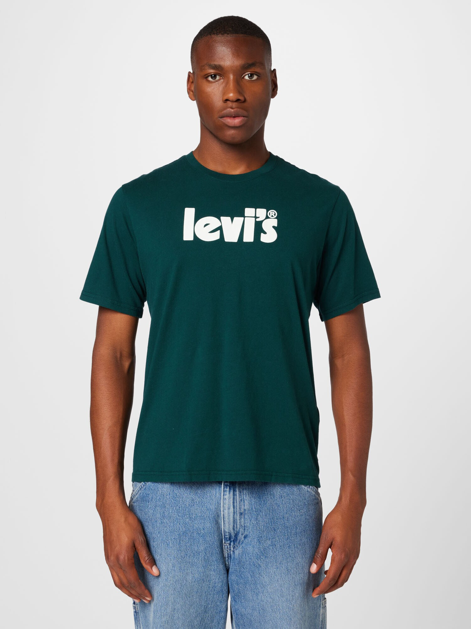 LEVI'S Tricou verde închis / alb - Pled.ro