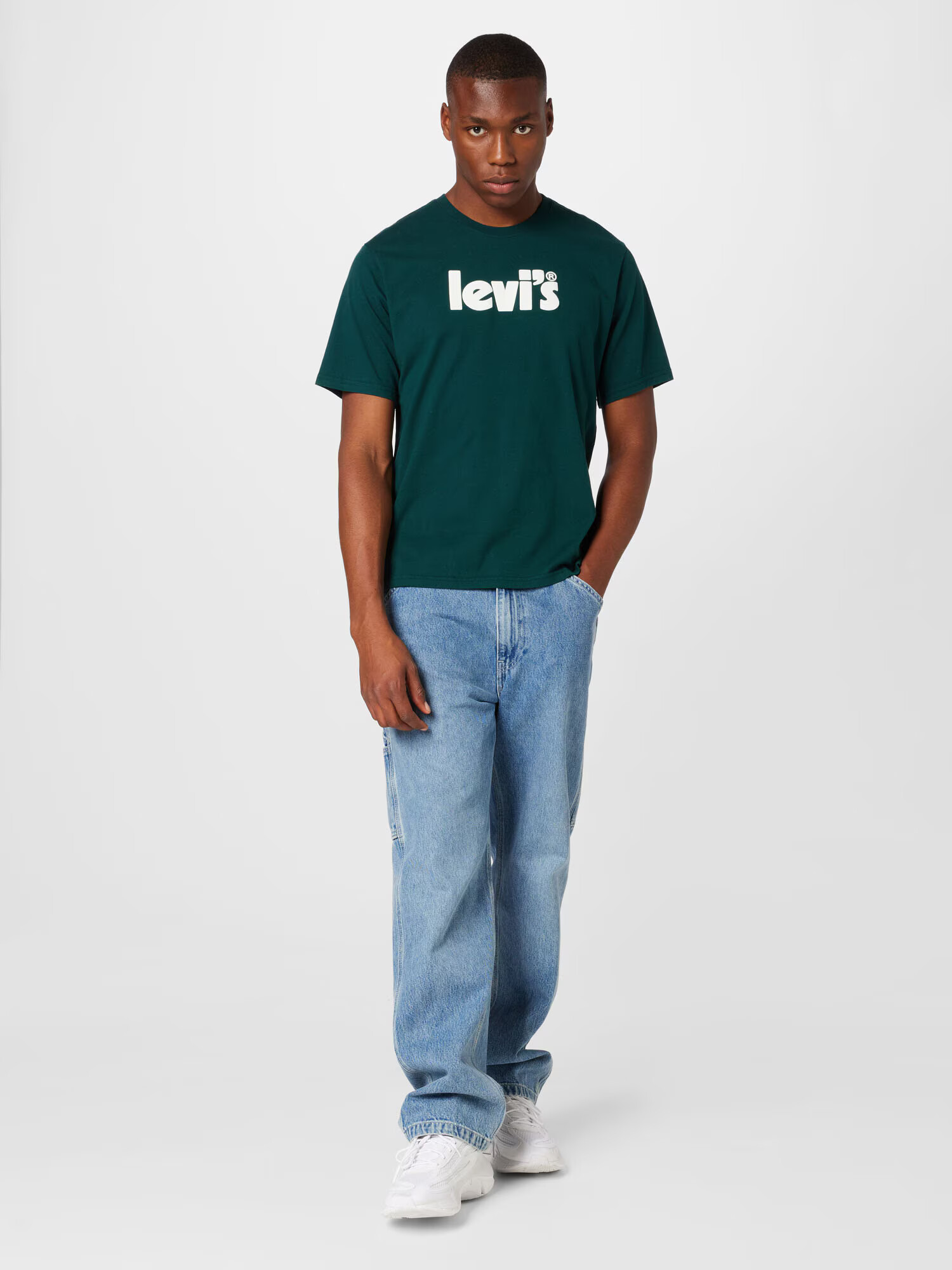 LEVI'S Tricou verde închis / alb - Pled.ro