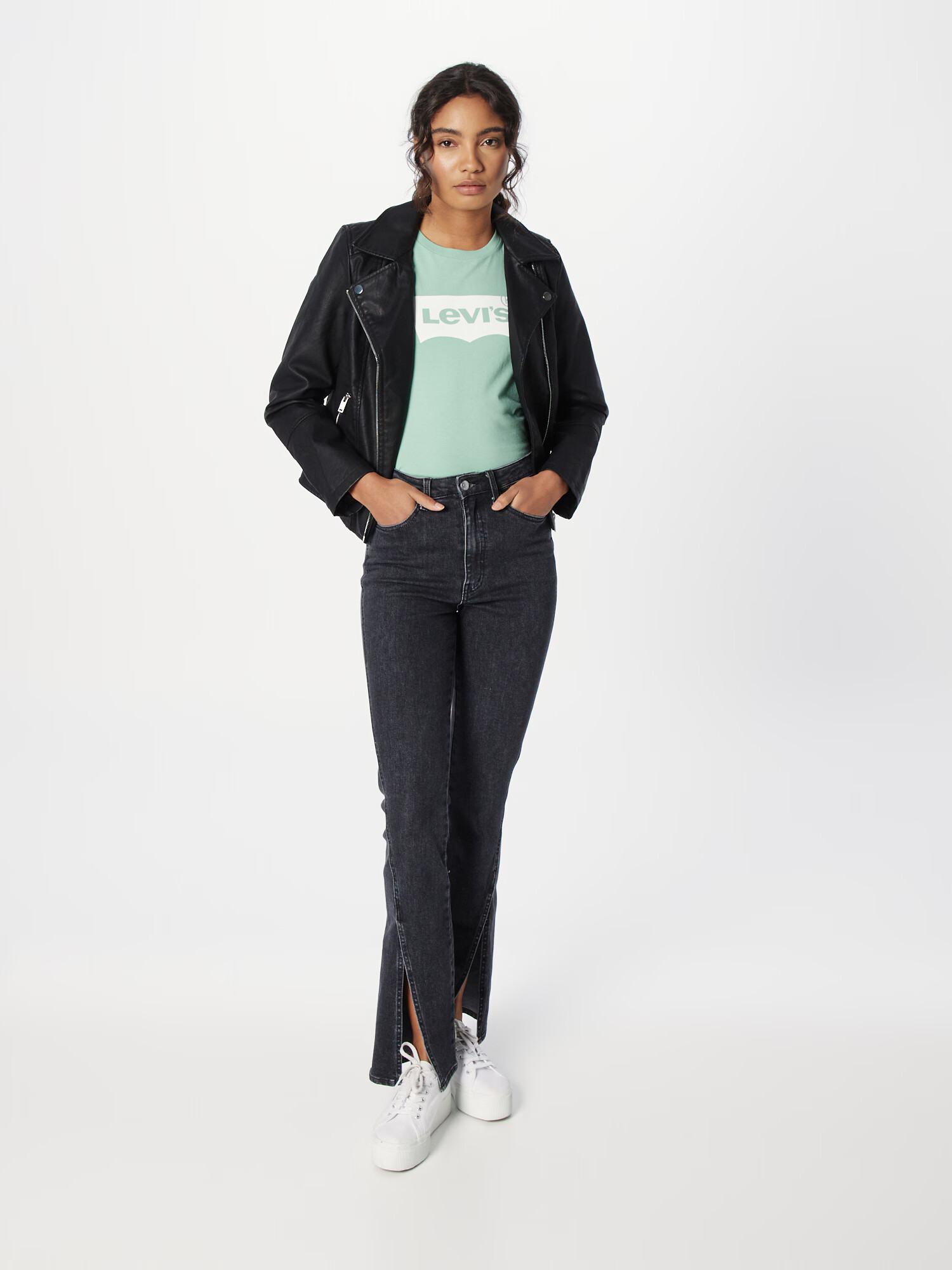 LEVI'S Tricou 'The Perfect' verde mentă / alb - Pled.ro