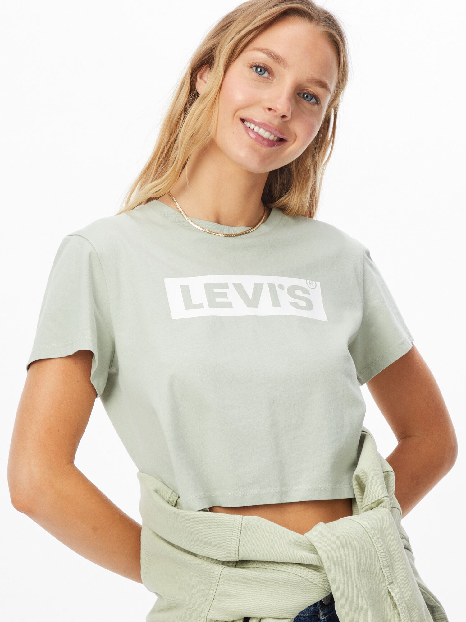 LEVI'S Tricou verde pastel / alb - Pled.ro