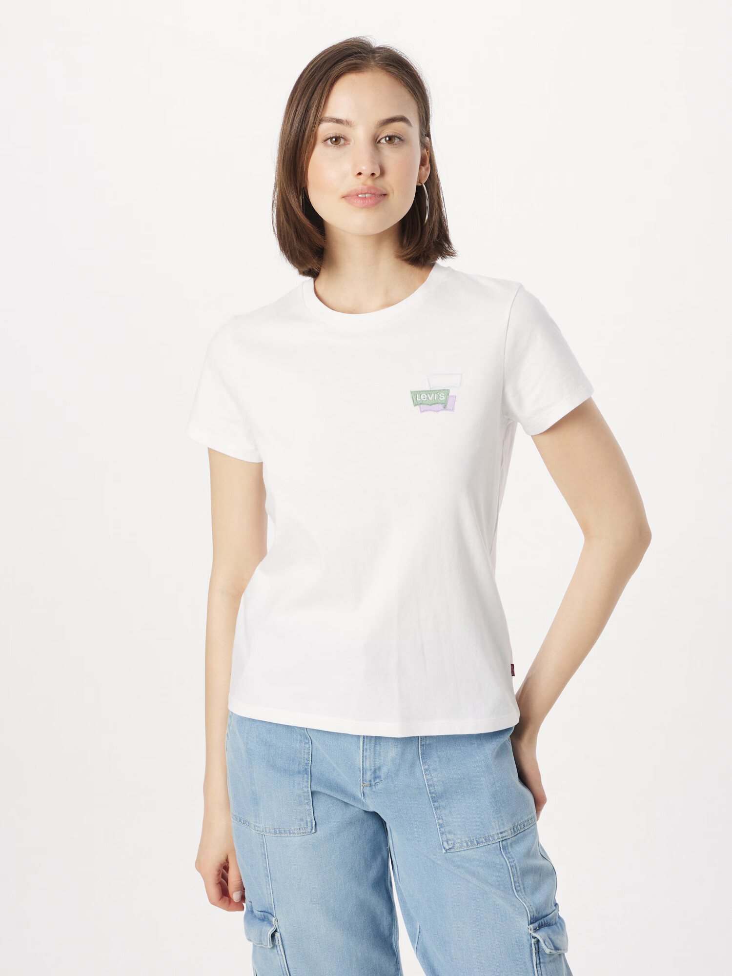 LEVI'S Tricou 'The Perfect' verde pastel / mov deschis / alb - Pled.ro