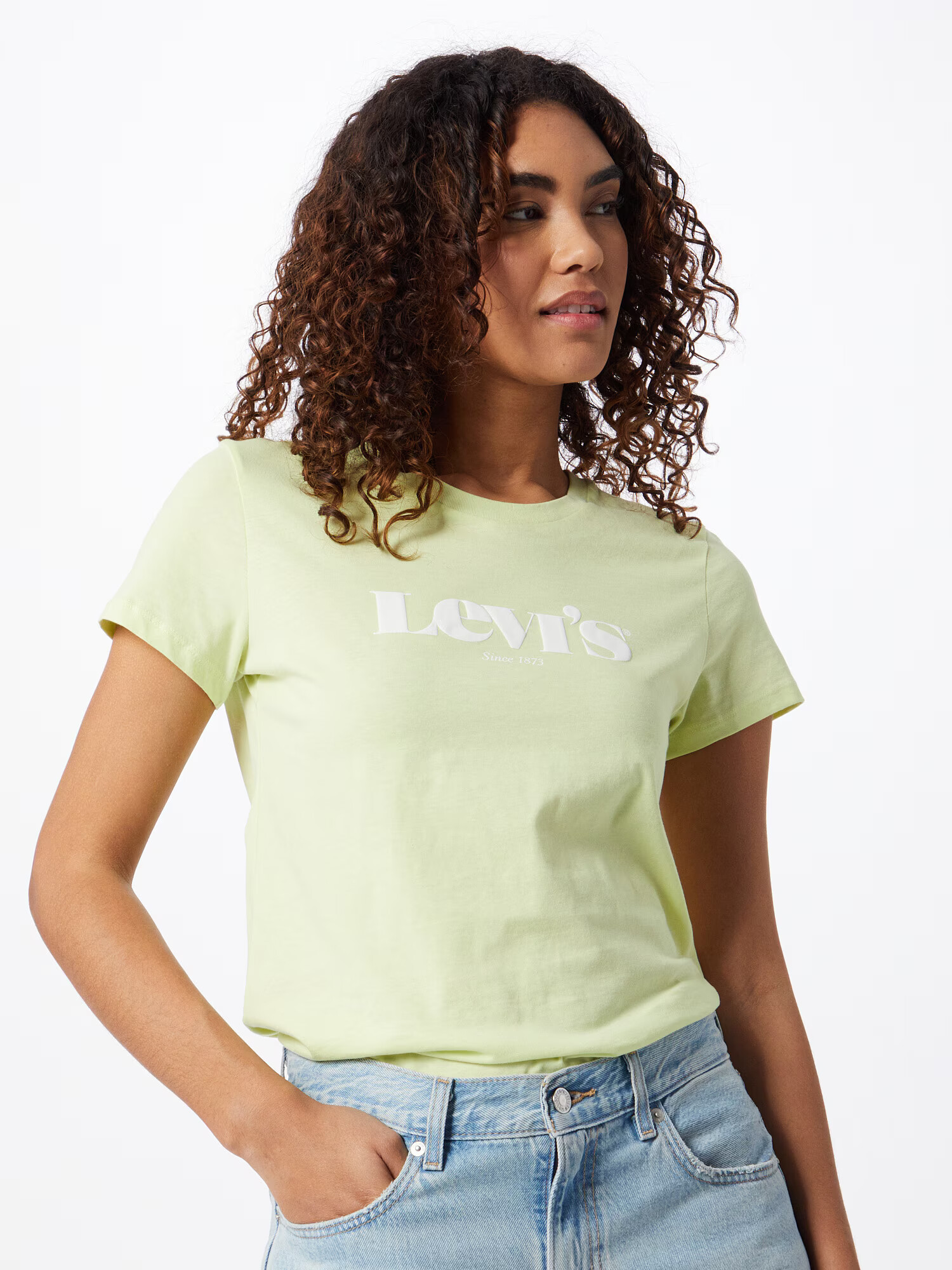 LEVI'S Tricou verde stuf / alb - Pled.ro