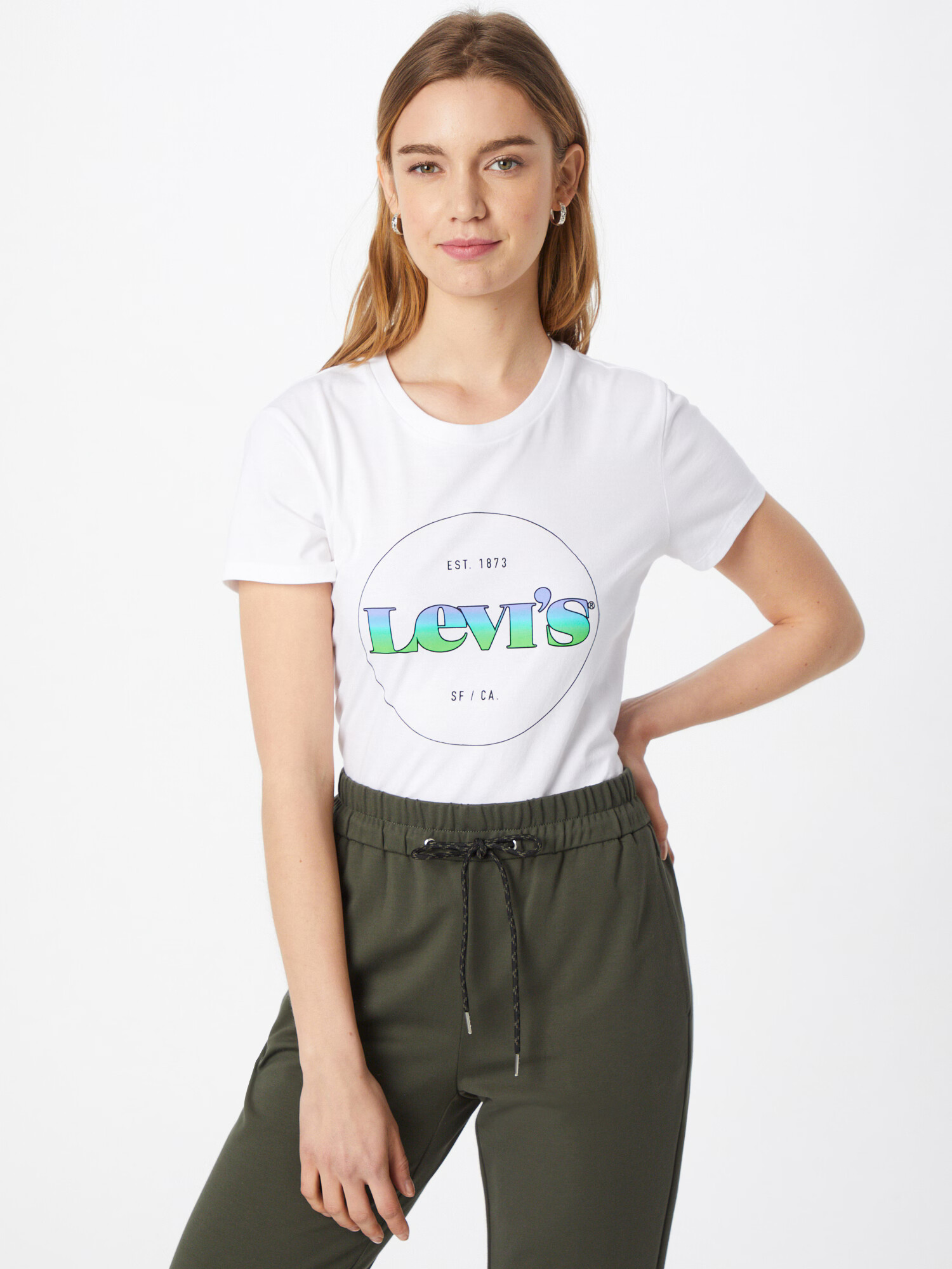 LEVI'S Tricou 'The Perfect Tee' verde / verde jad / mov deschis / negru / alb - Pled.ro