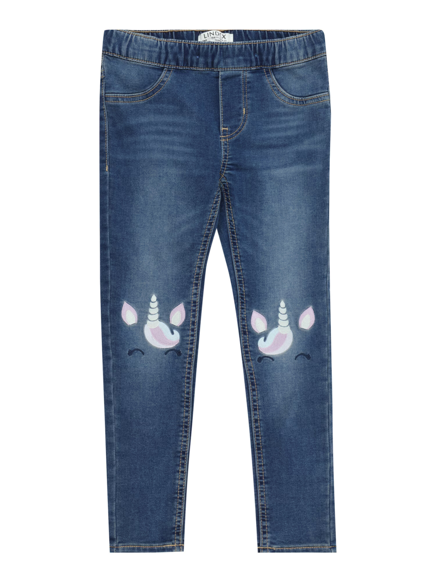 Lindex Jeans albastru denim / roz / alb - Pled.ro