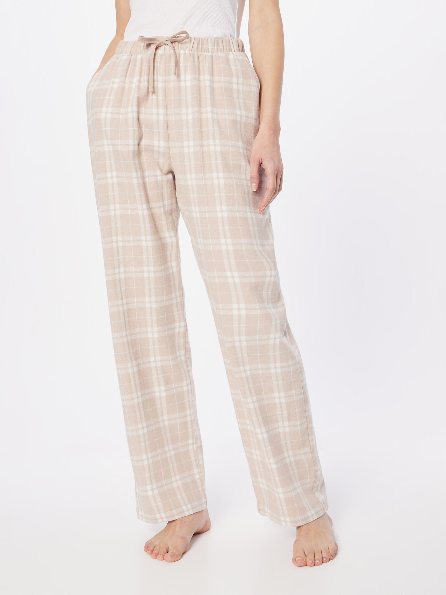 Lindex Pantaloni de pijama bej deschis / alb - Pled.ro