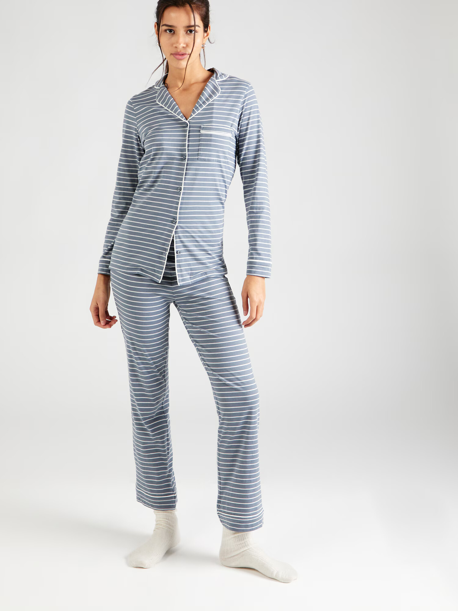 Lindex Pijama albastru porumbel / alb - Pled.ro