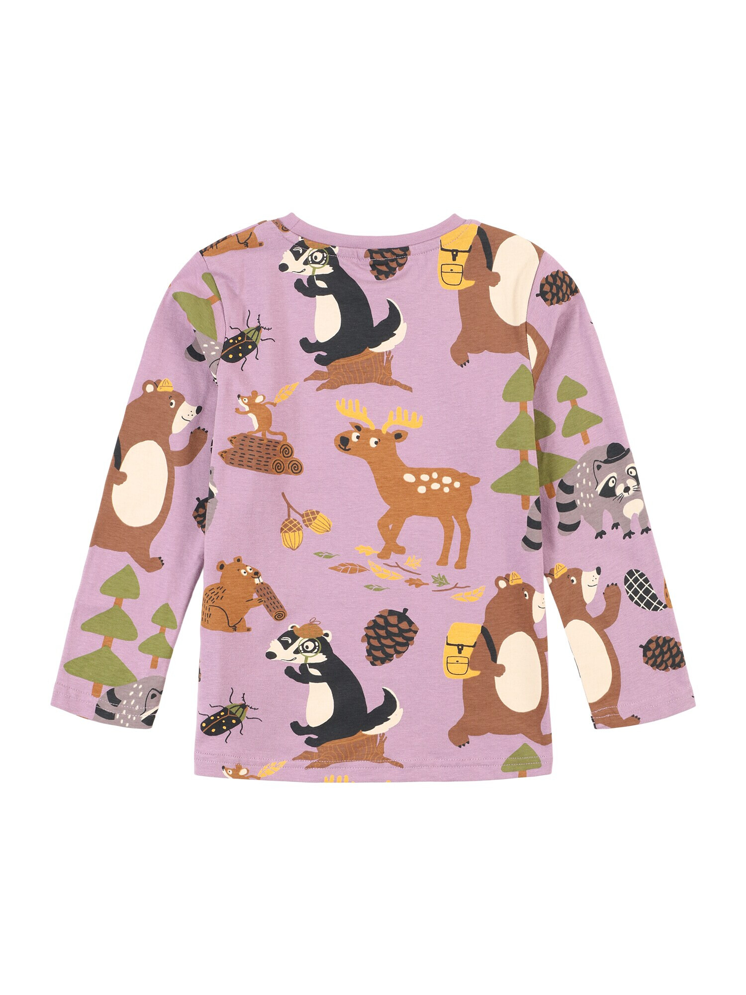 Lindex Tricou 'Forest' maro deschis / oliv / mov liliachiu / alb - Pled.ro