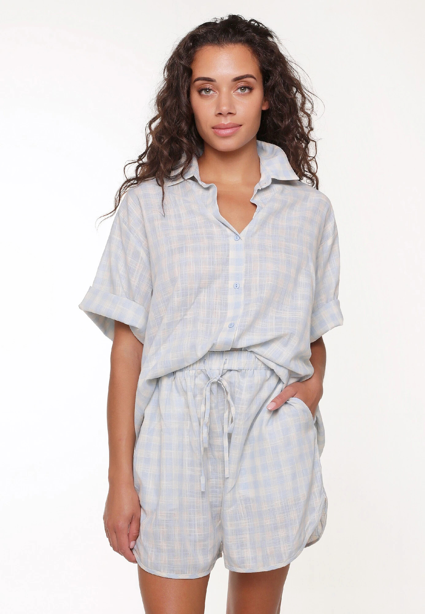 LingaDore Pijama albastru deschis / alb - Pled.ro