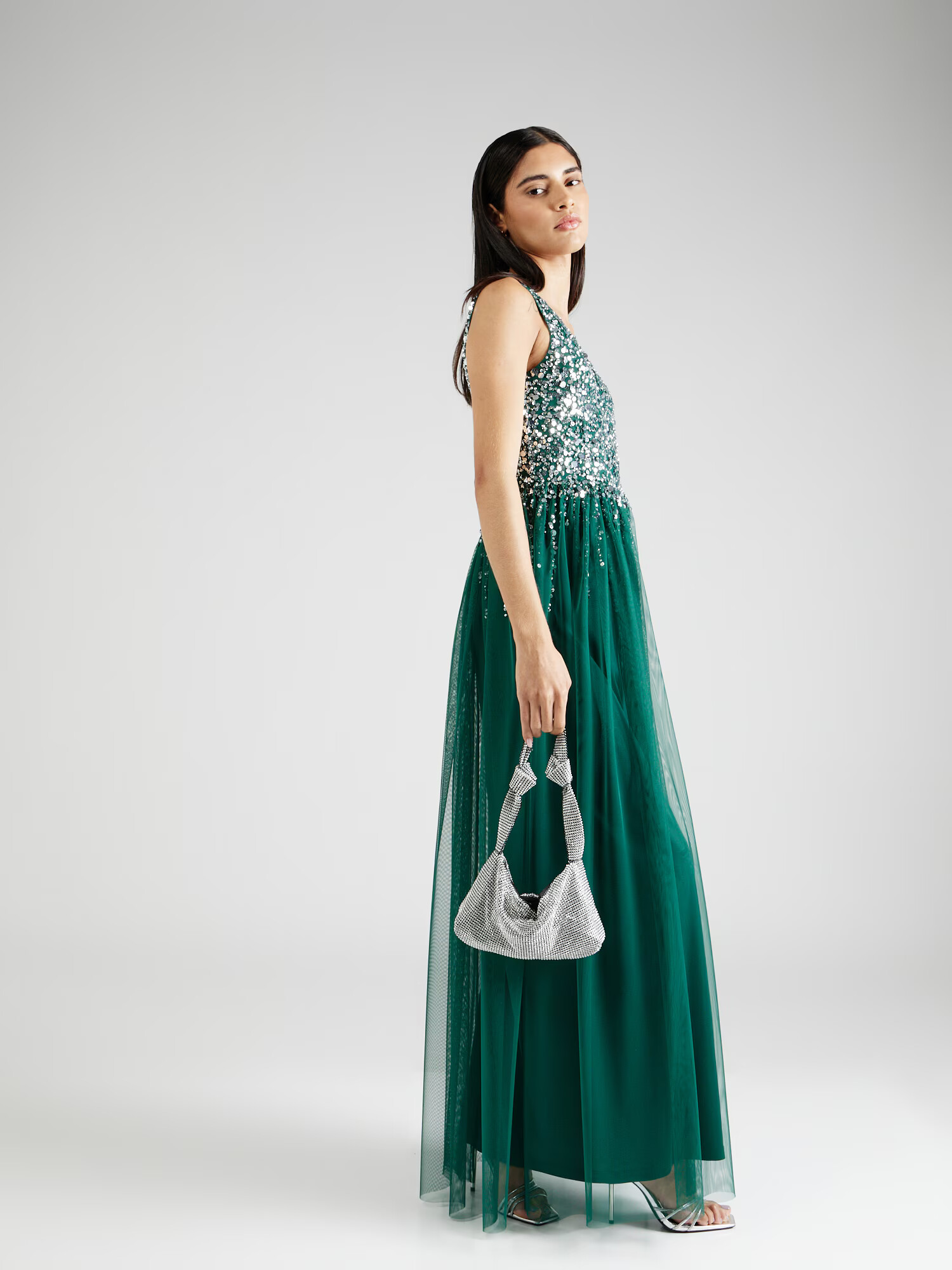 Lipsy Rochie de seară verde / argintiu - Pled.ro