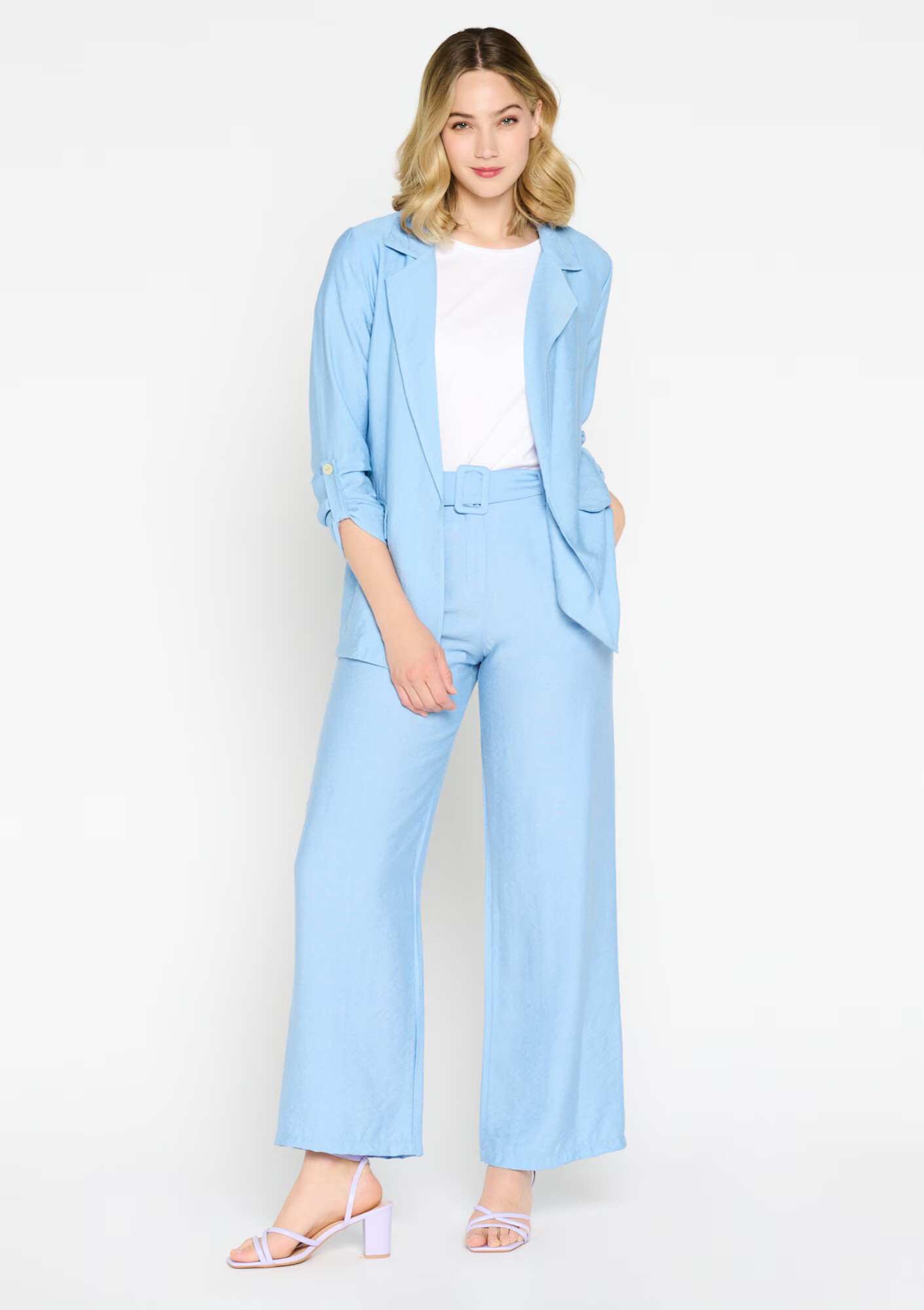 LolaLiza Pantaloni 'Wide trousers' albastru pastel - Pled.ro