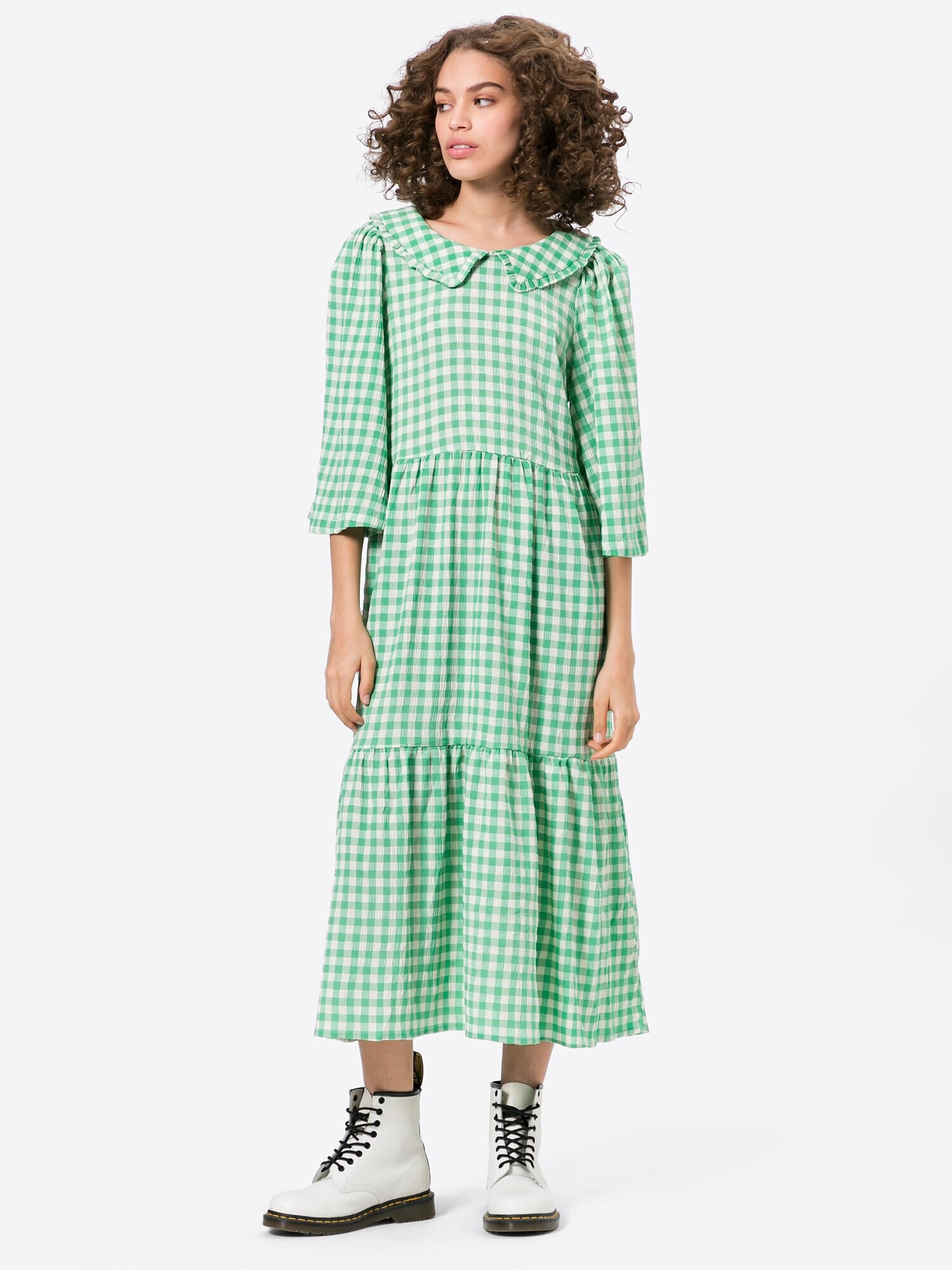 Lollys Laundry Rochie tip bluză 'Sonya' verde / alb - Pled.ro