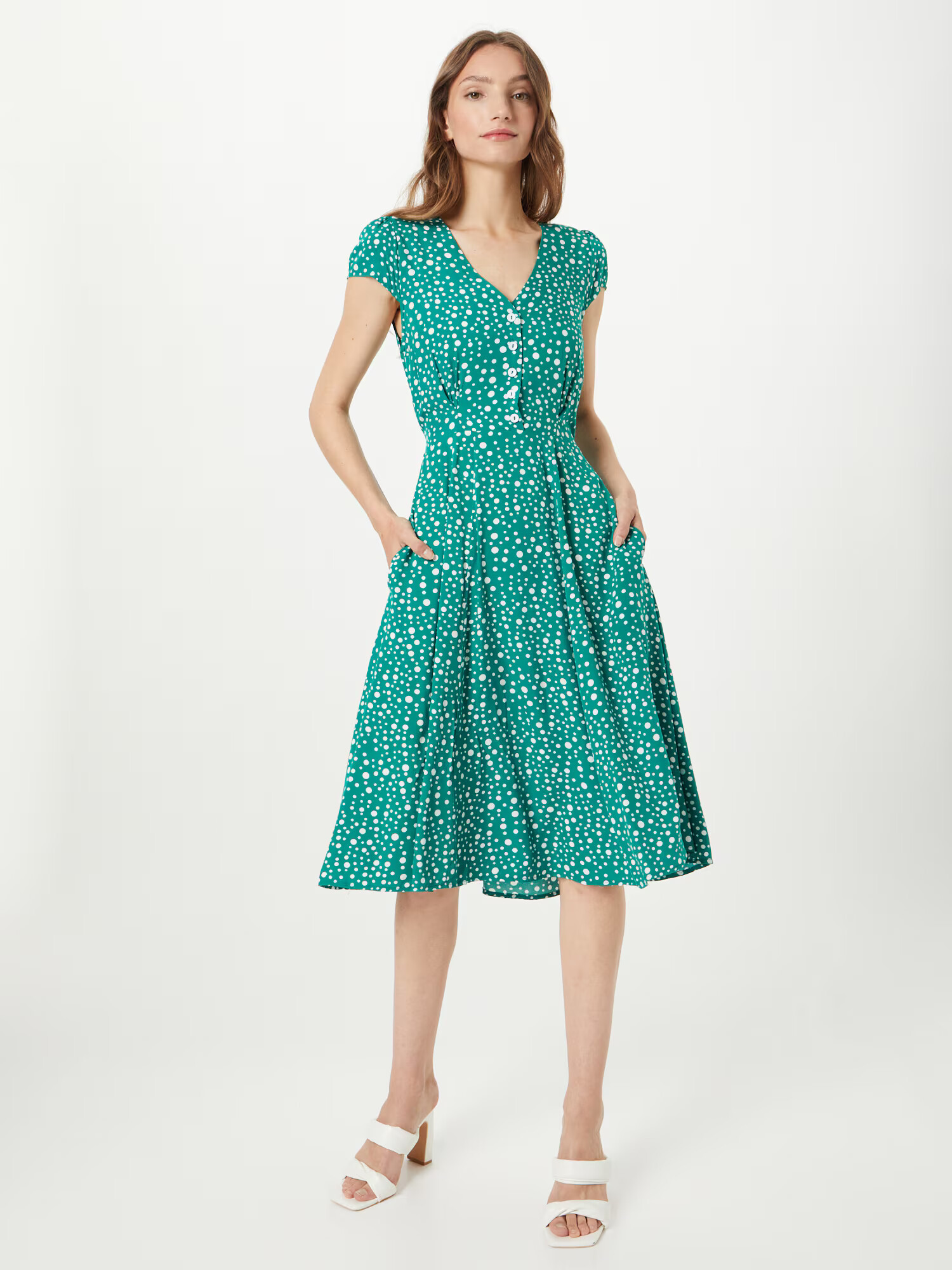 Louche Rochie tip bluză 'CATHLEEN' verde / alb - Pled.ro