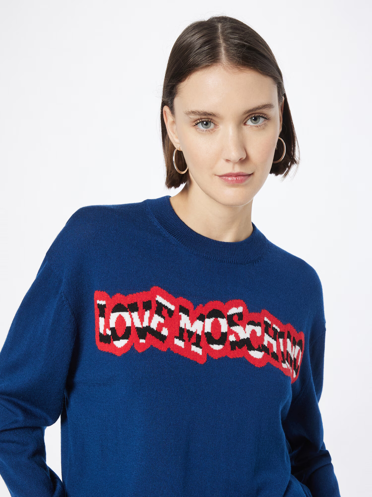 Love Moschino Pulover 'MAGLIA' albastru închis / roșu / negru / alb - Pled.ro