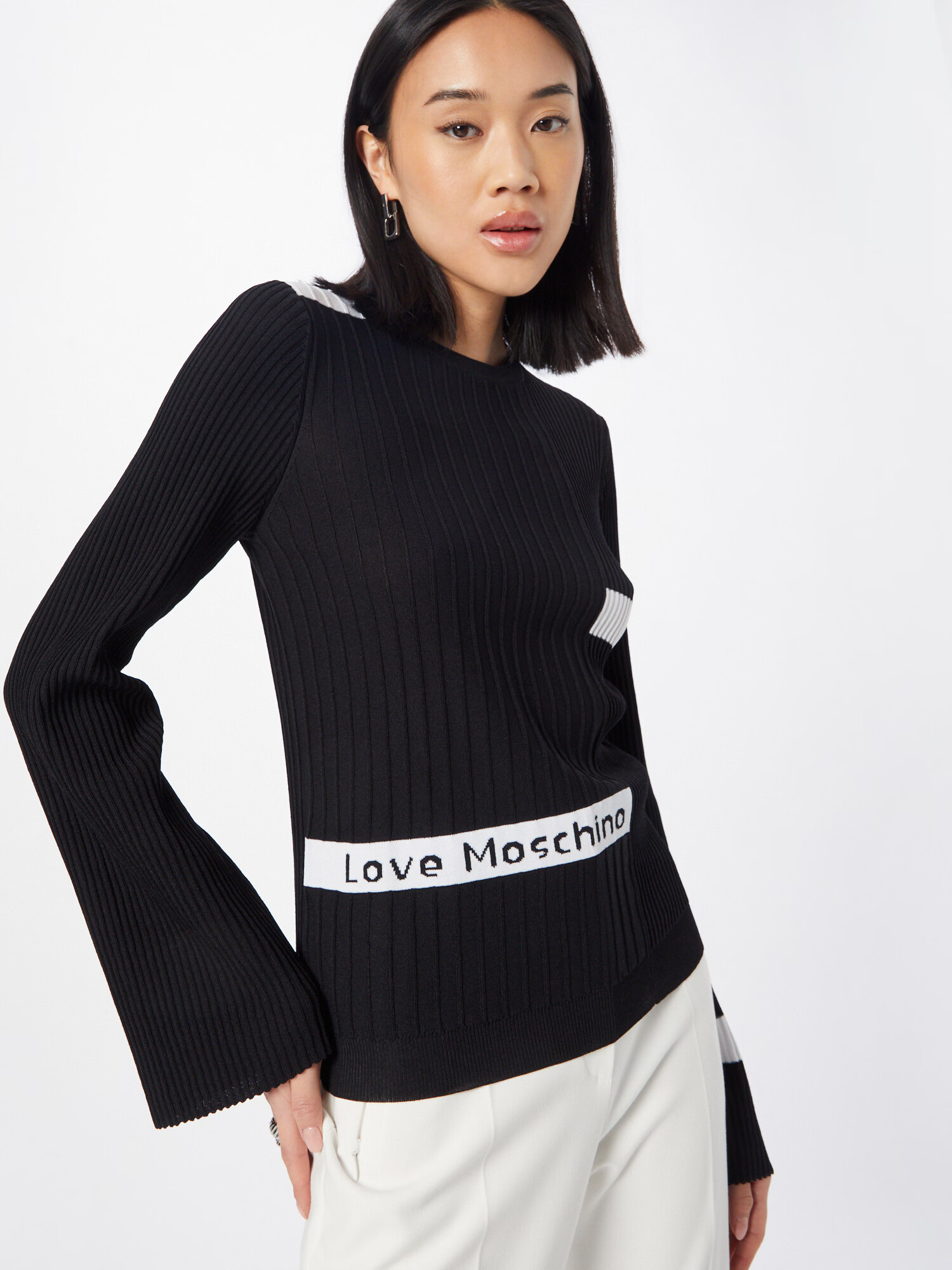 Love Moschino Pulover negru / alb - Pled.ro