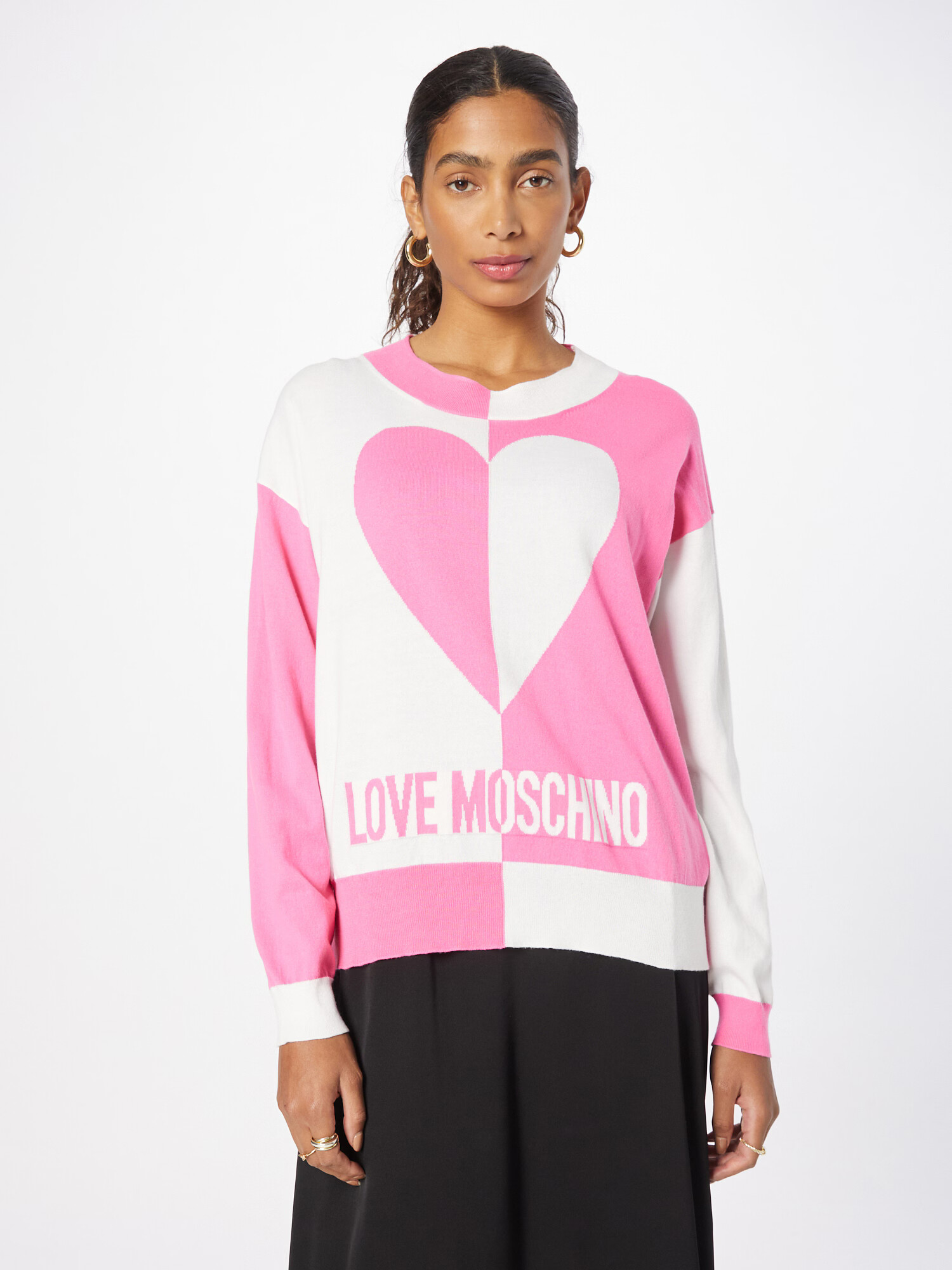 Love Moschino Pulover roz / alb - Pled.ro