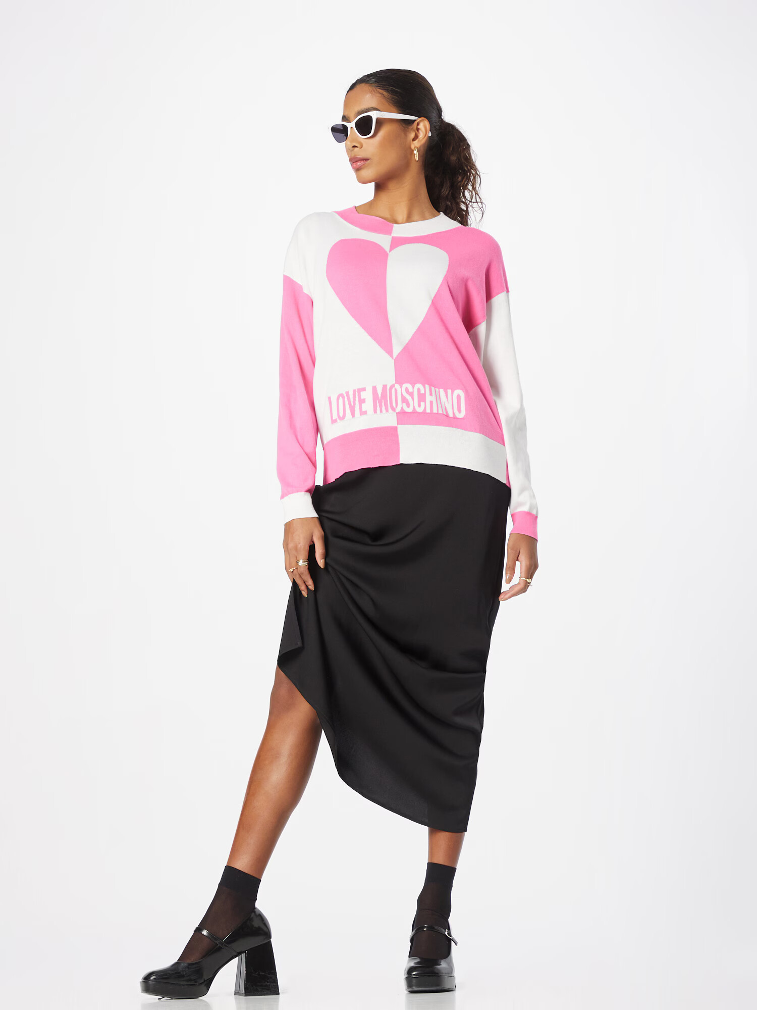 Love Moschino Pulover roz / alb - Pled.ro