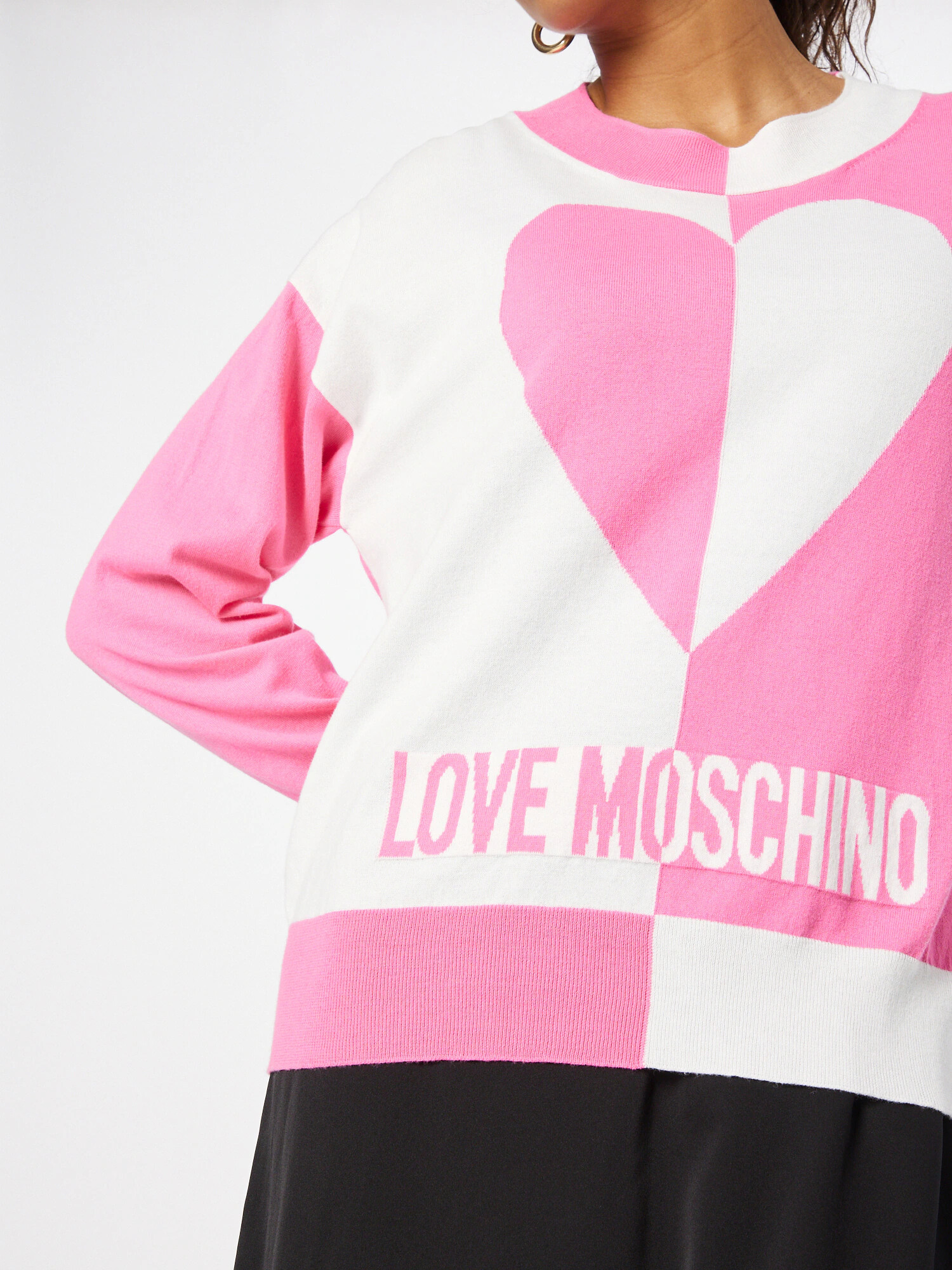 Love Moschino Pulover roz / alb - Pled.ro