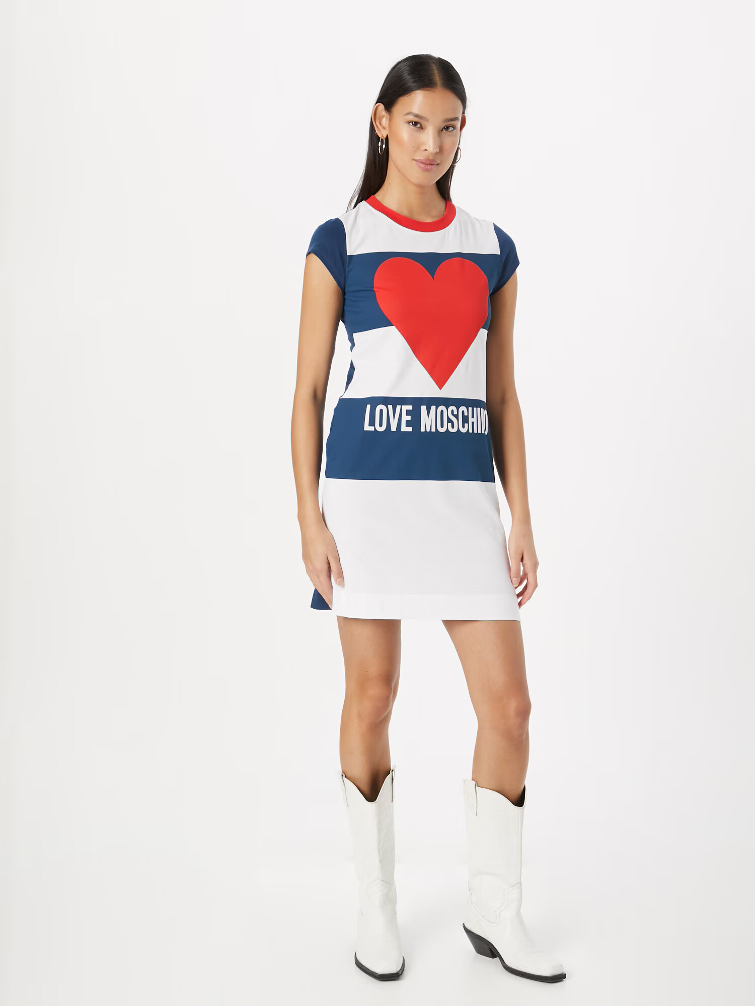 Love Moschino Rochie 'ABITO FELPA' bleumarin / roșu / alb - Pled.ro