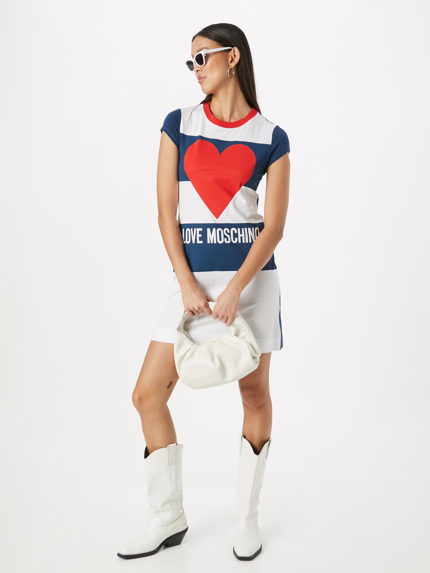 Love Moschino Rochie 'ABITO FELPA' bleumarin / roșu / alb - Pled.ro