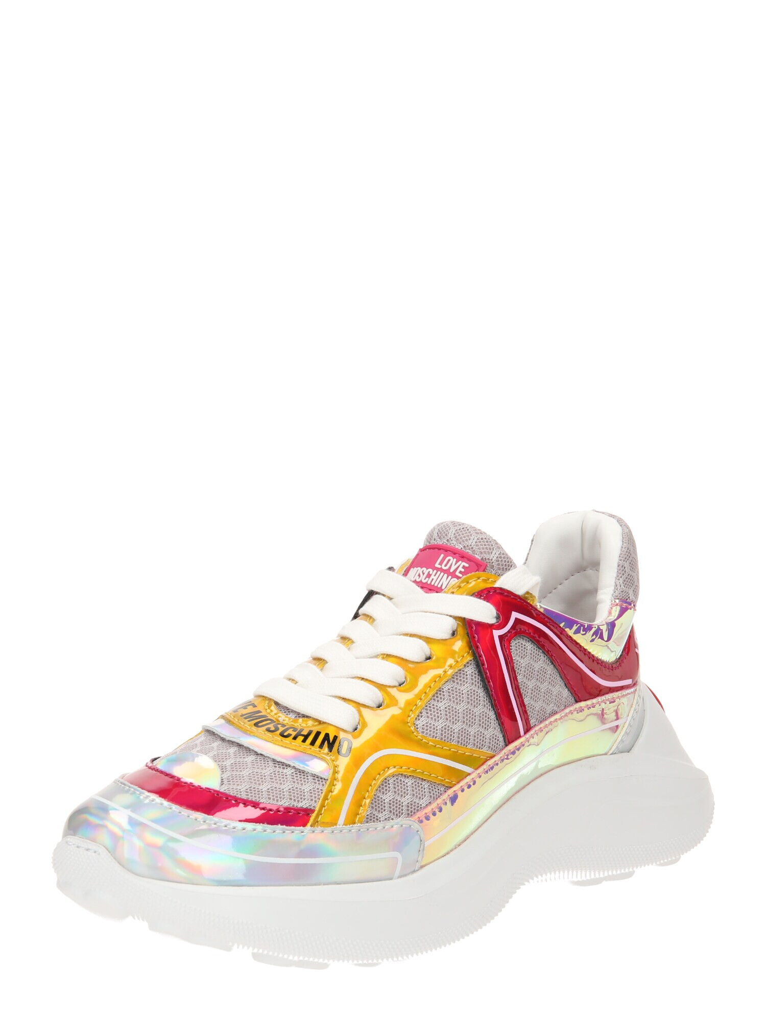 Love Moschino Sneaker low 'SUPERHEART' galben auriu / roșu / argintiu / alb - Pled.ro