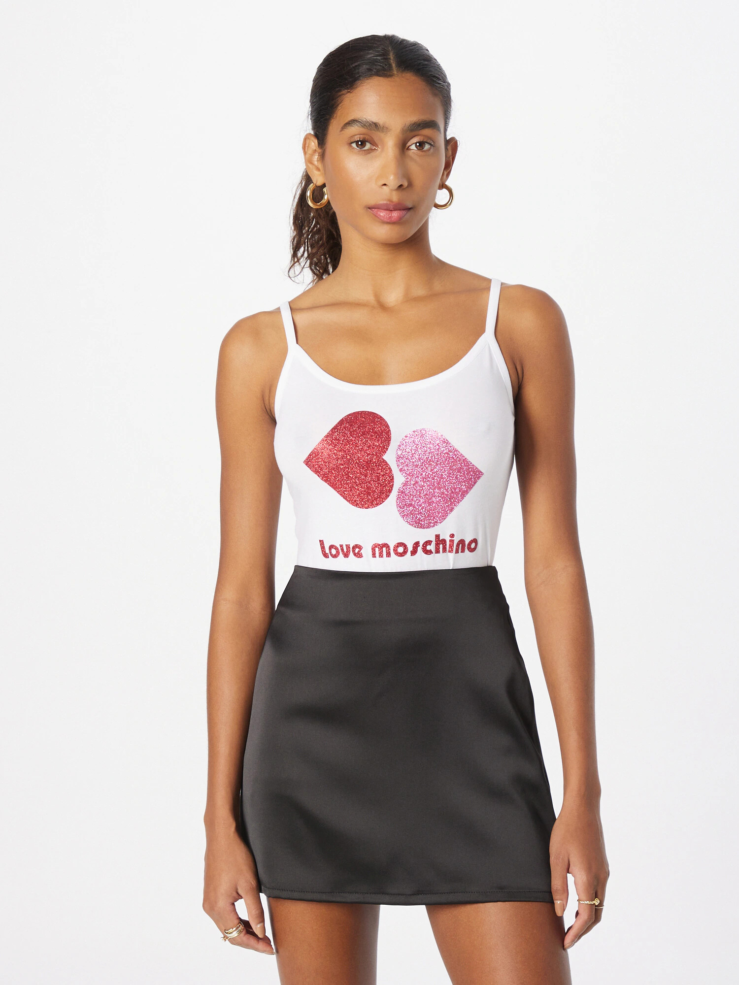 Love Moschino Top roz pal / roşu închis / alb - Pled.ro