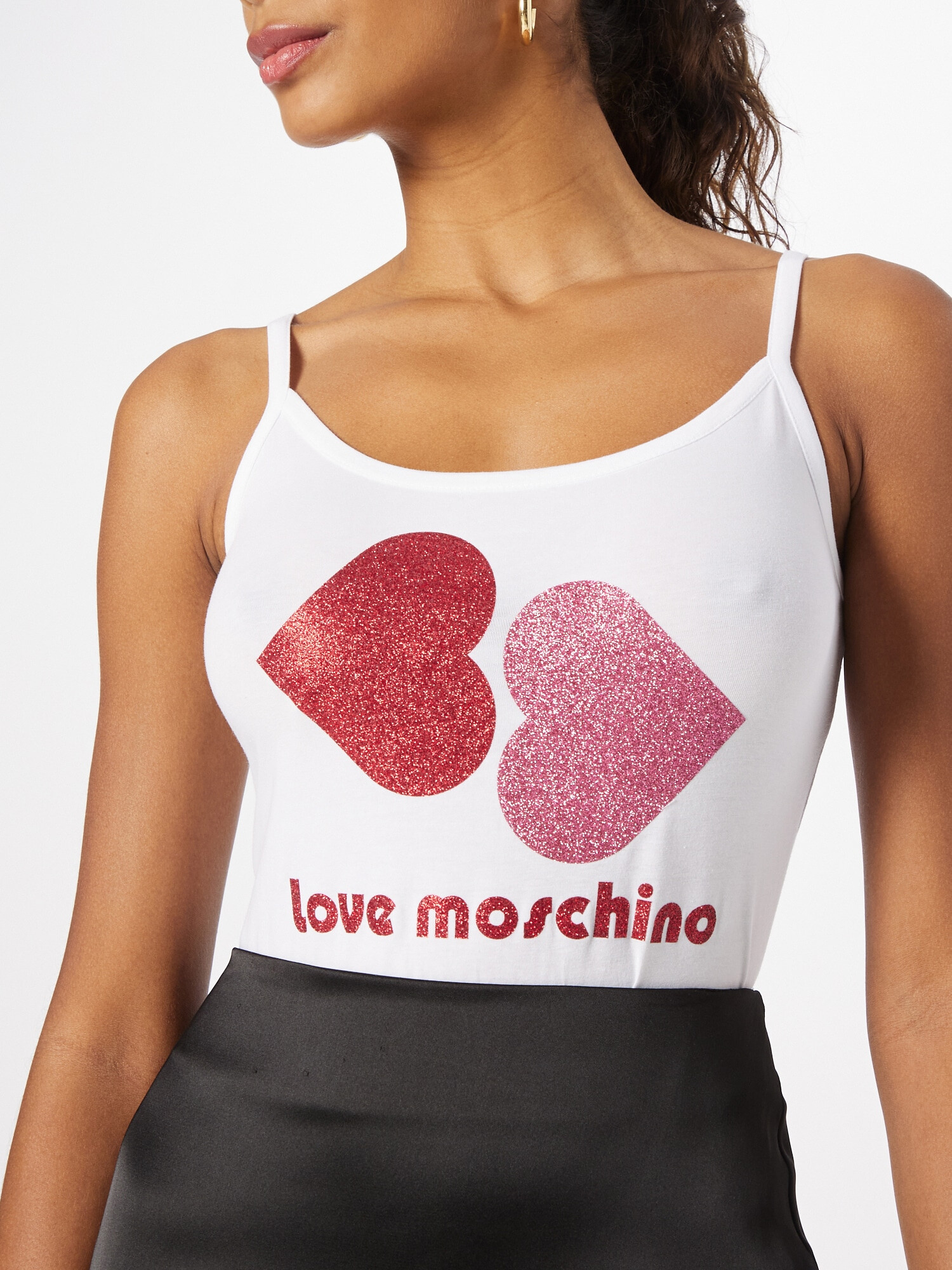 Love Moschino Top roz pal / roşu închis / alb - Pled.ro