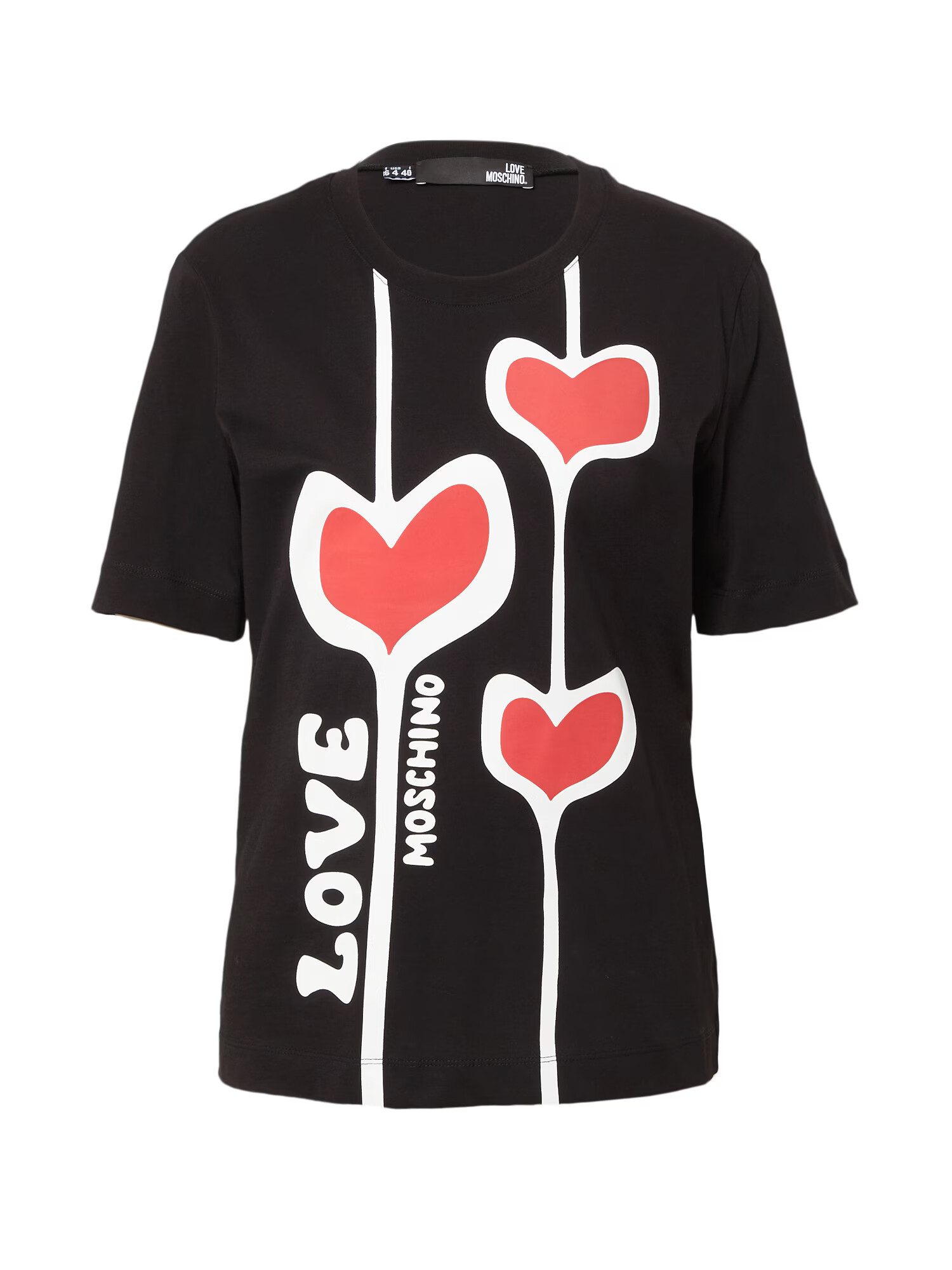 Love Moschino Tricou '3HEARTS' roșu / negru / alb - Pled.ro