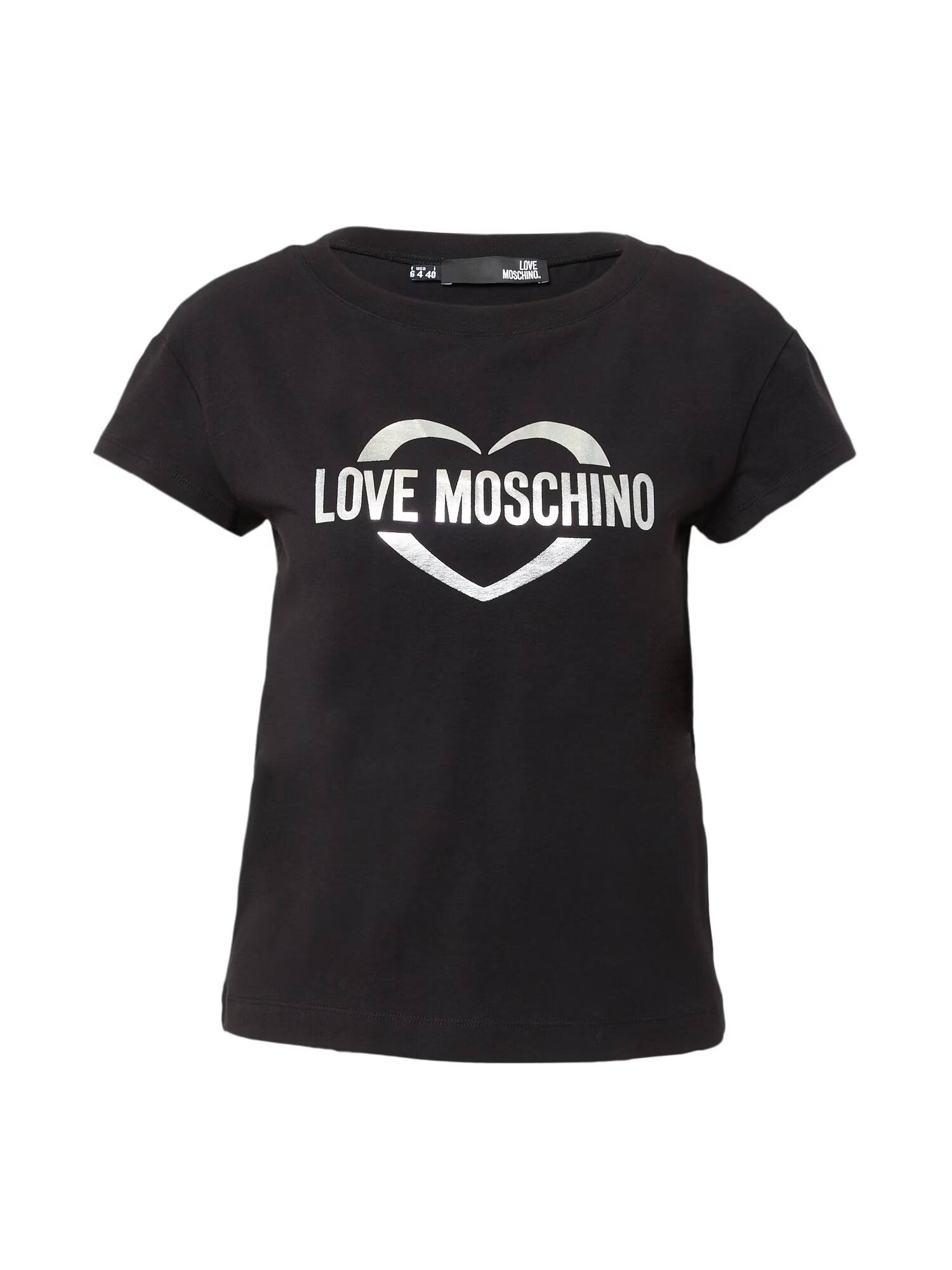 Love Moschino Tricou 'MAGLIETTA' negru / argintiu - Pled.ro