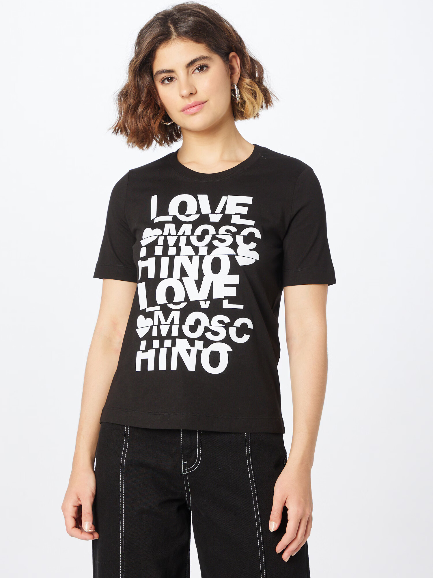 Love Moschino Tricou negru / alb - Pled.ro