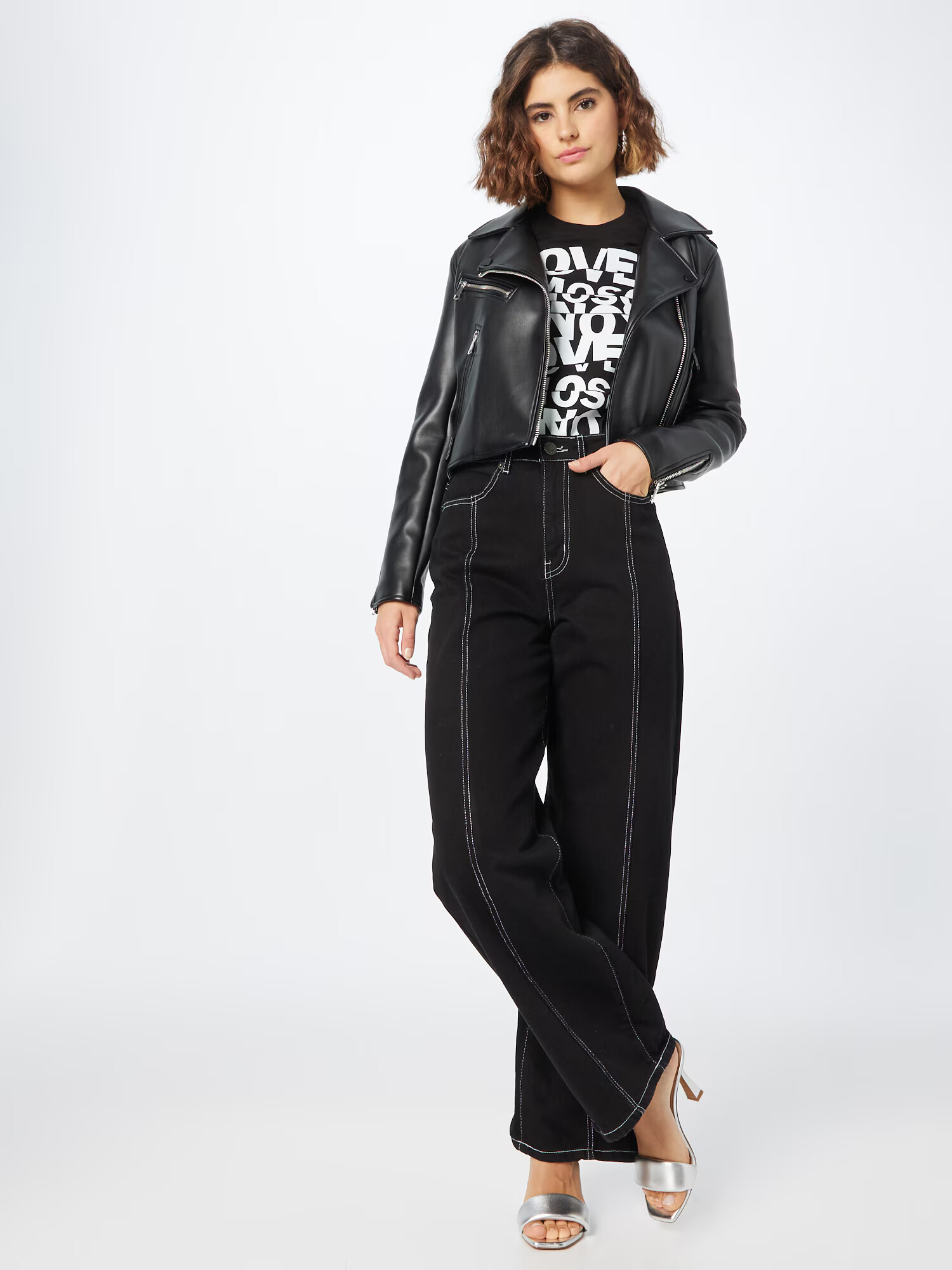 Love Moschino Tricou negru / alb - Pled.ro