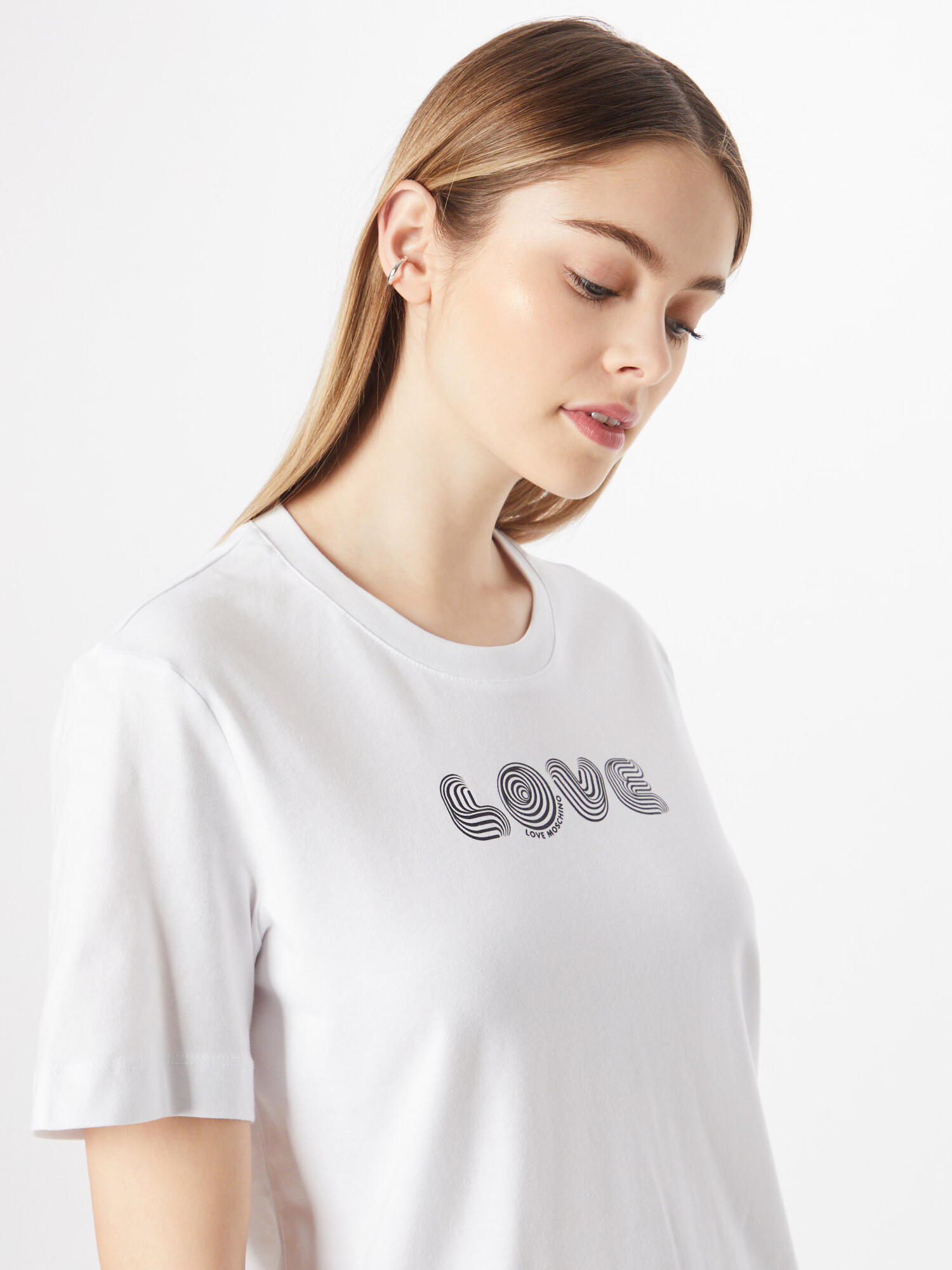 Love Moschino Tricou negru / alb - Pled.ro