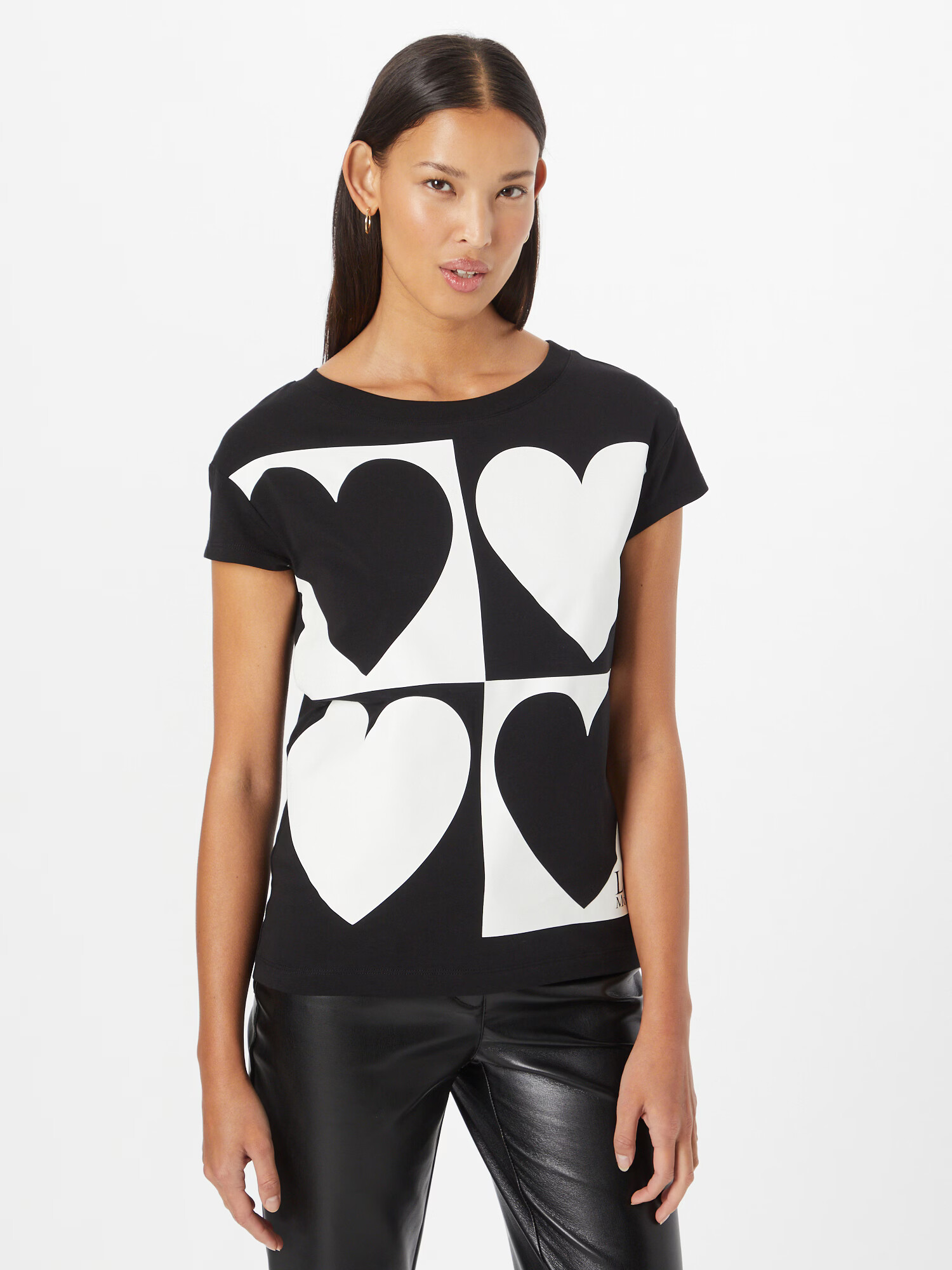 Love Moschino Tricou negru / alb - Pled.ro