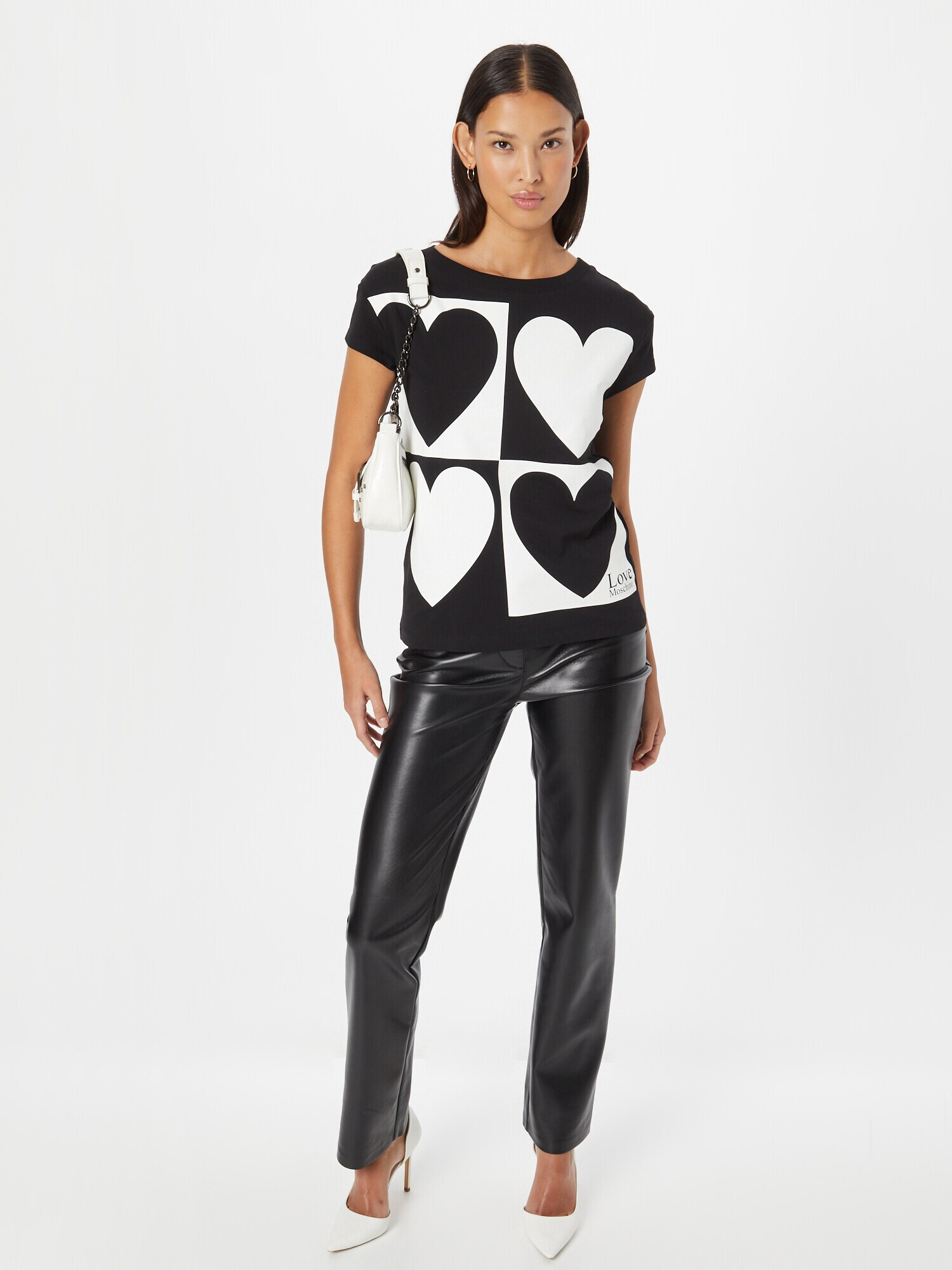 Love Moschino Tricou negru / alb - Pled.ro