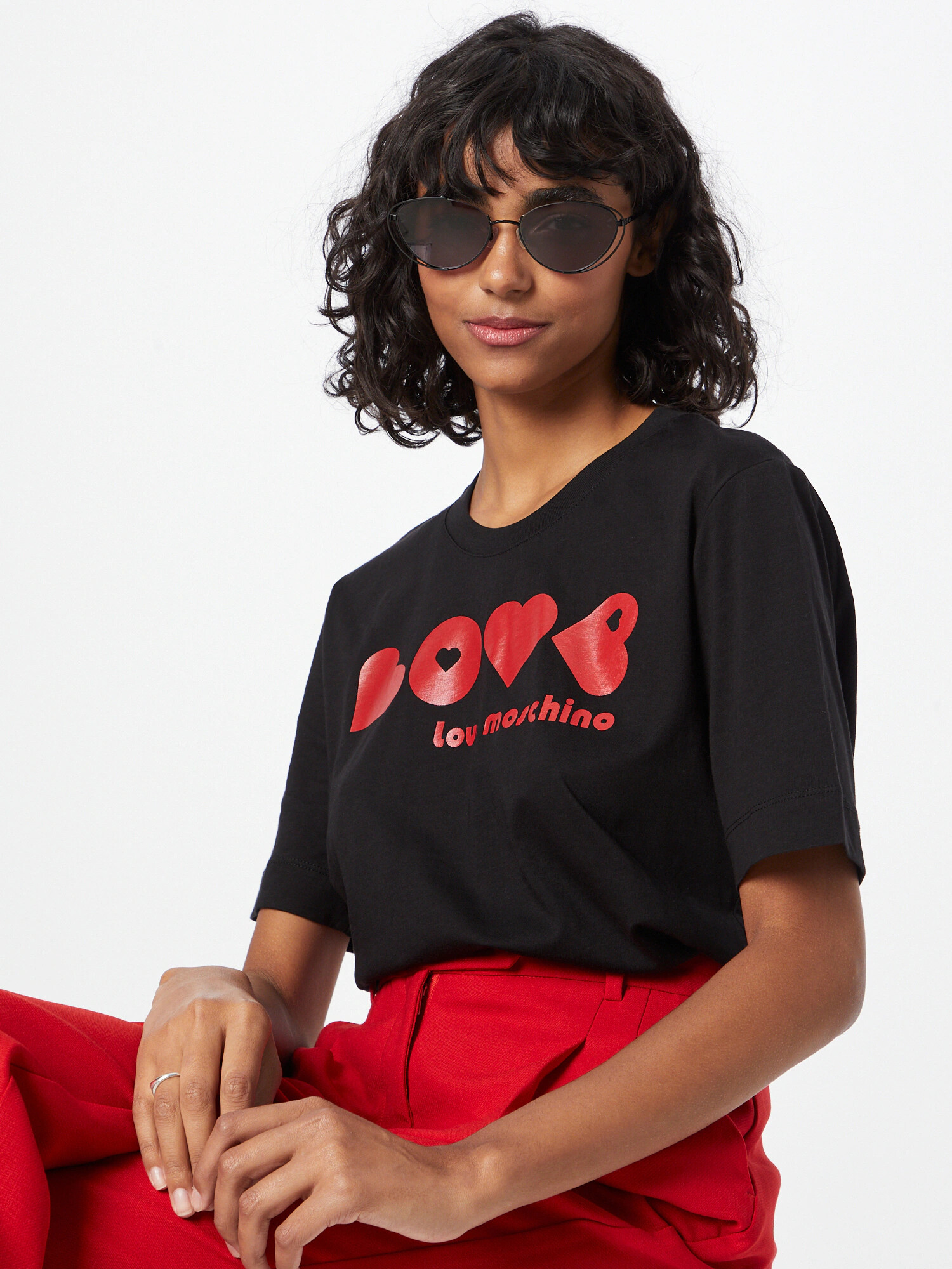 Love Moschino Tricou roșu / negru - Pled.ro