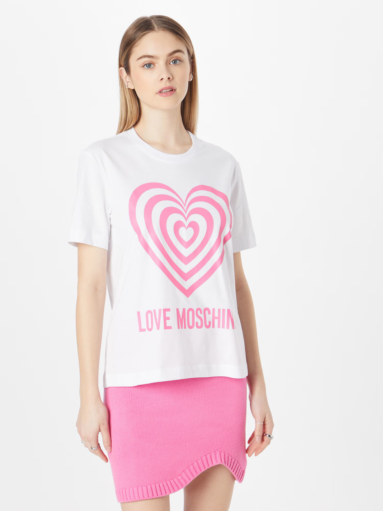 Love Moschino Tricou roz / alb - Pled.ro